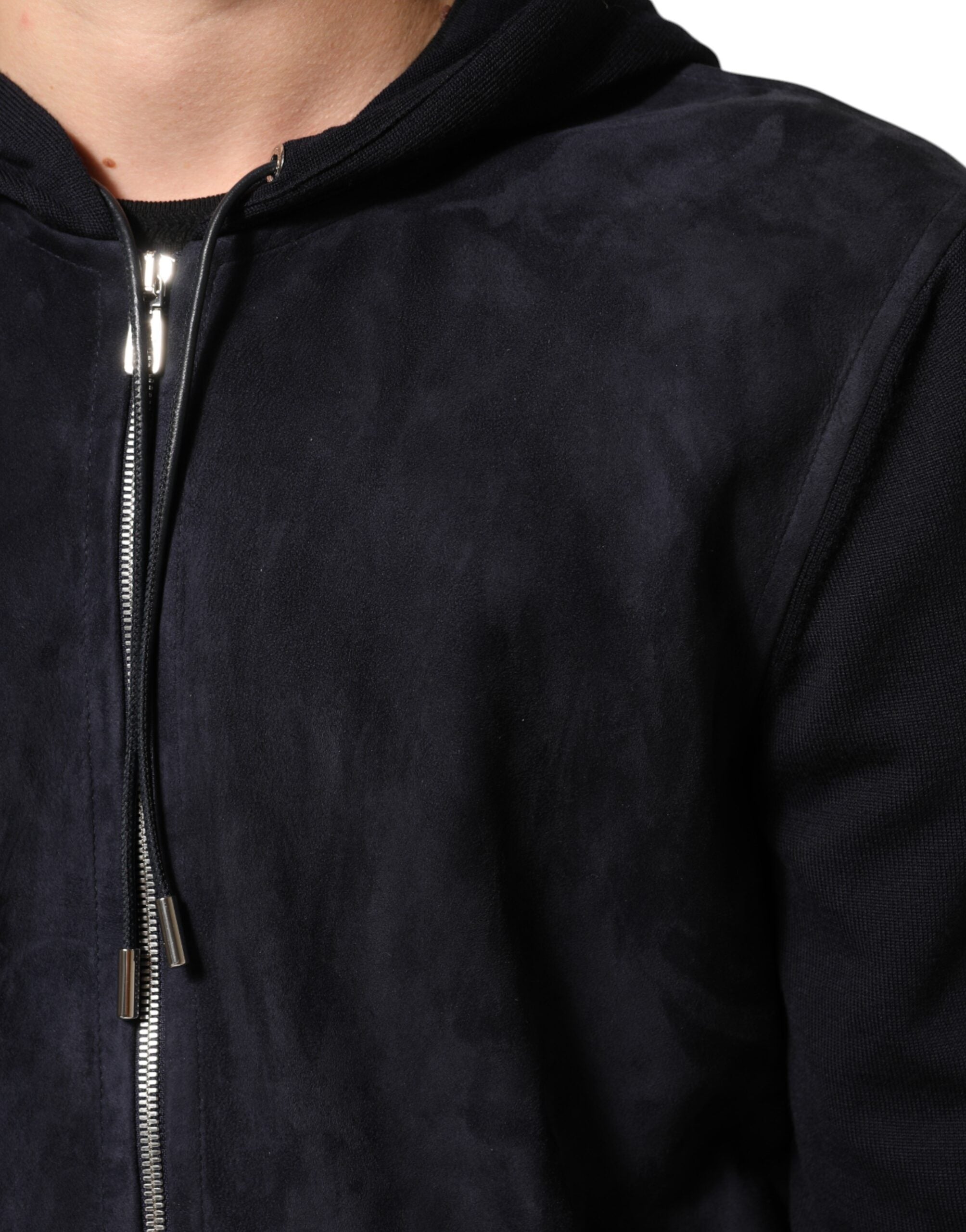 Dolce & Gabbana Black Leather Full Zip Hooded Blouson Jacket Dolce & Gabbana