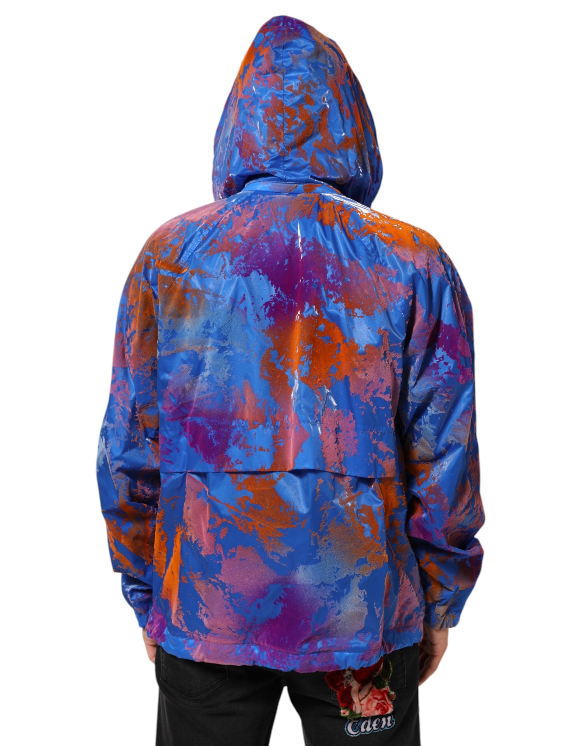 Dolce & Gabbana Blue Tie Dye Logo Hooded Sweatshirt Jacket Dolce & Gabbana
