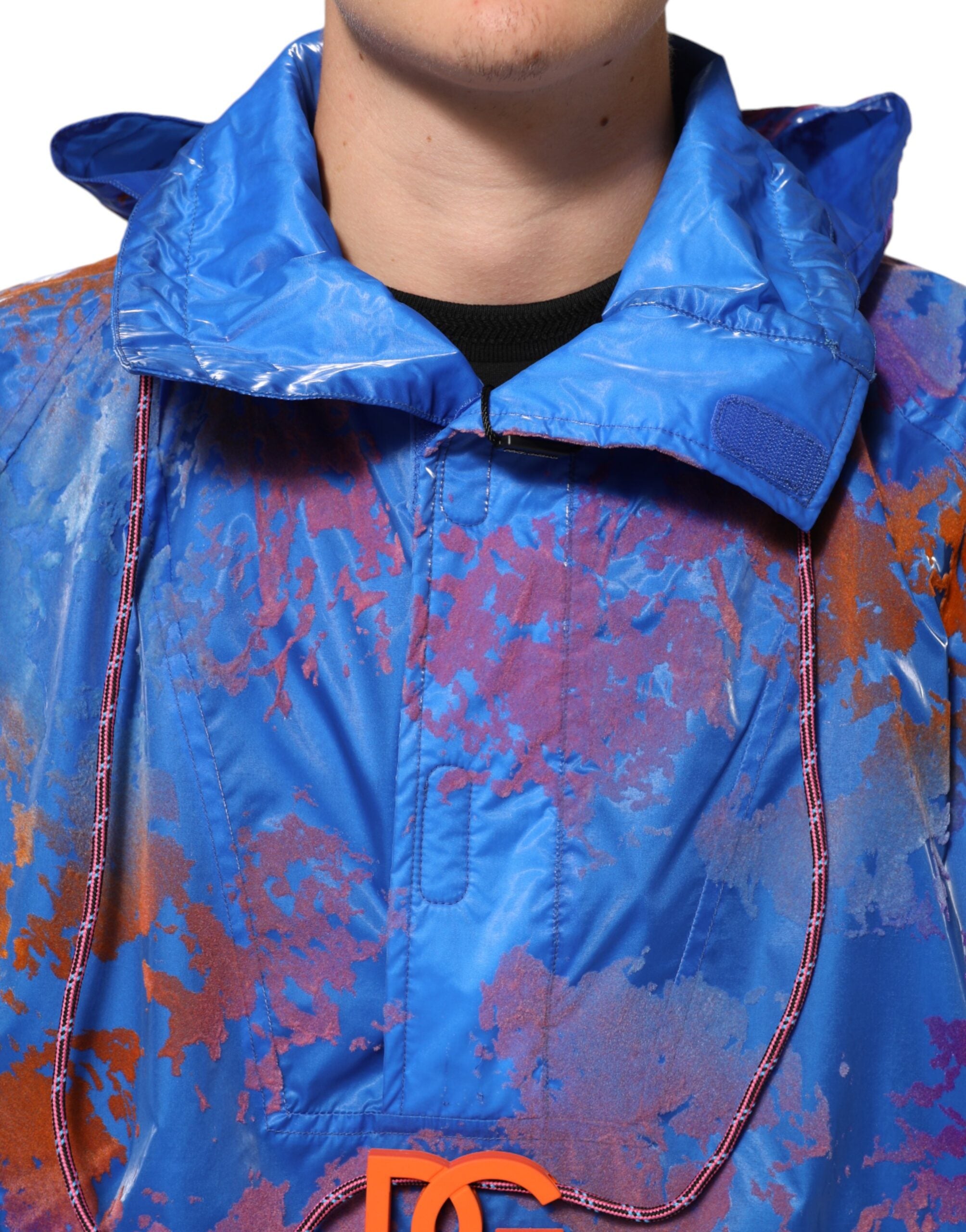 Dolce & Gabbana Blue Tie Dye Logo Hooded Sweatshirt Jacket Dolce & Gabbana