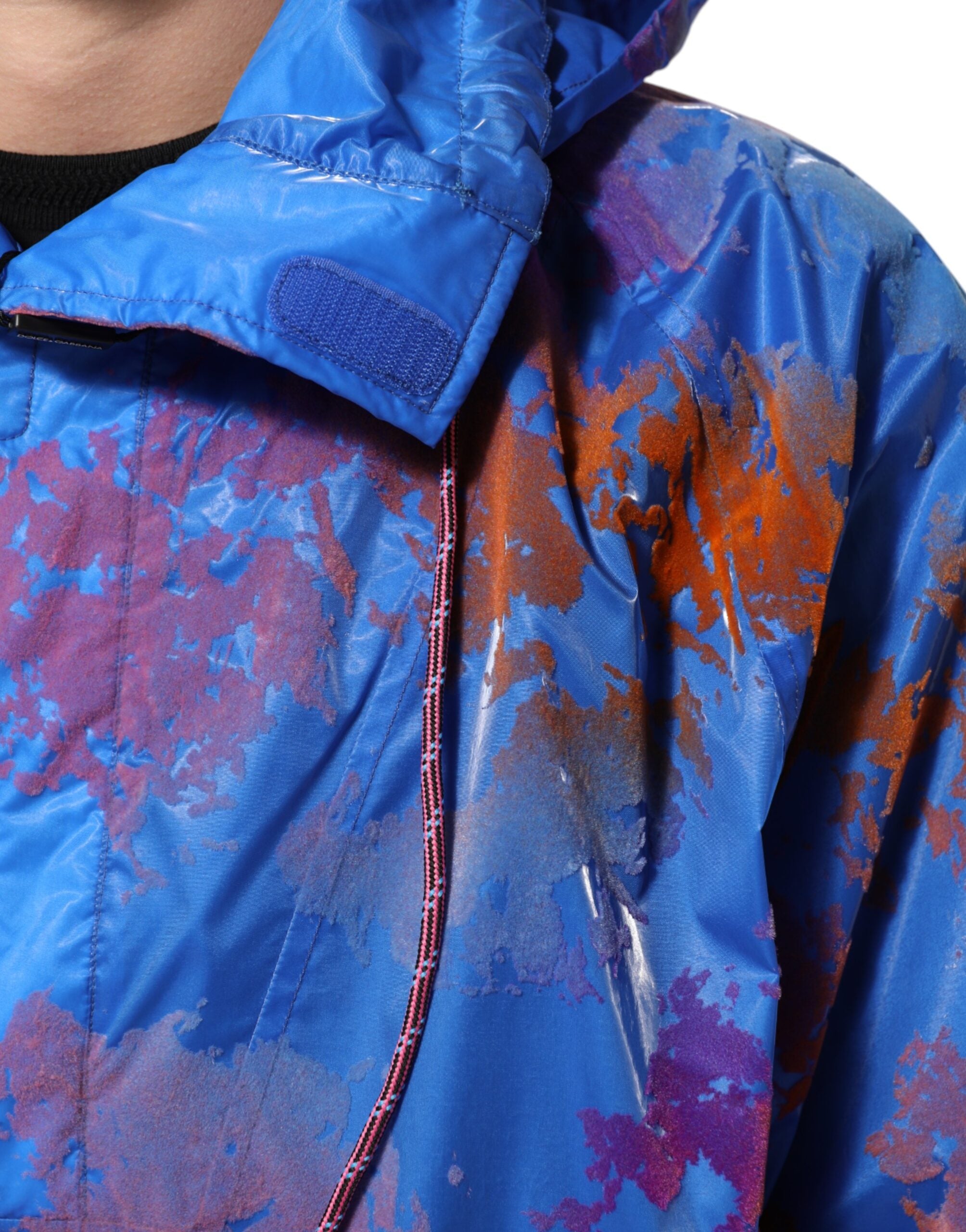 Dolce & Gabbana Blue Tie Dye Logo Hooded Sweatshirt Jacket Dolce & Gabbana