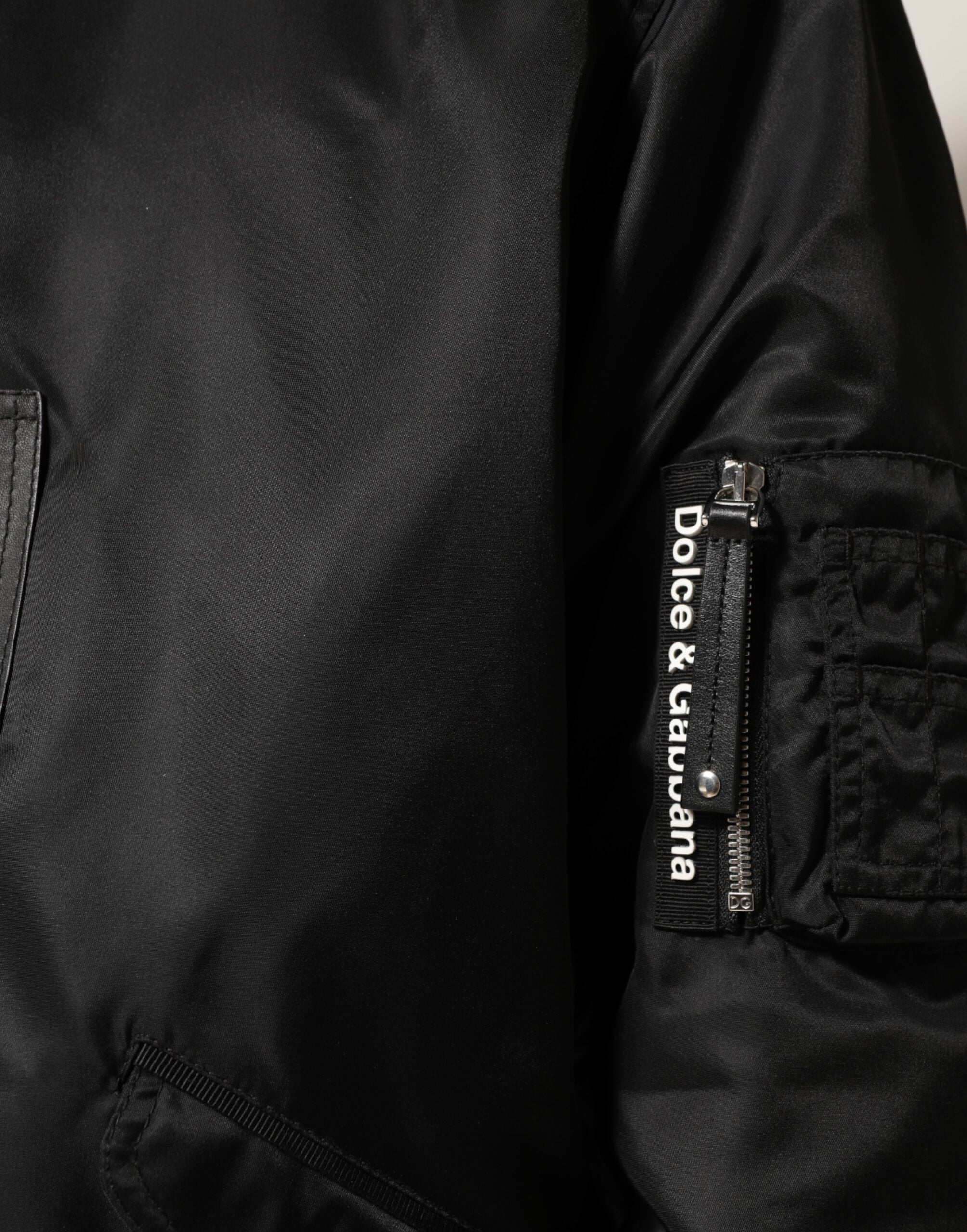 Dolce & Gabbana Black Cotton Hooded Full Zip Bomber Jacket Dolce & Gabbana