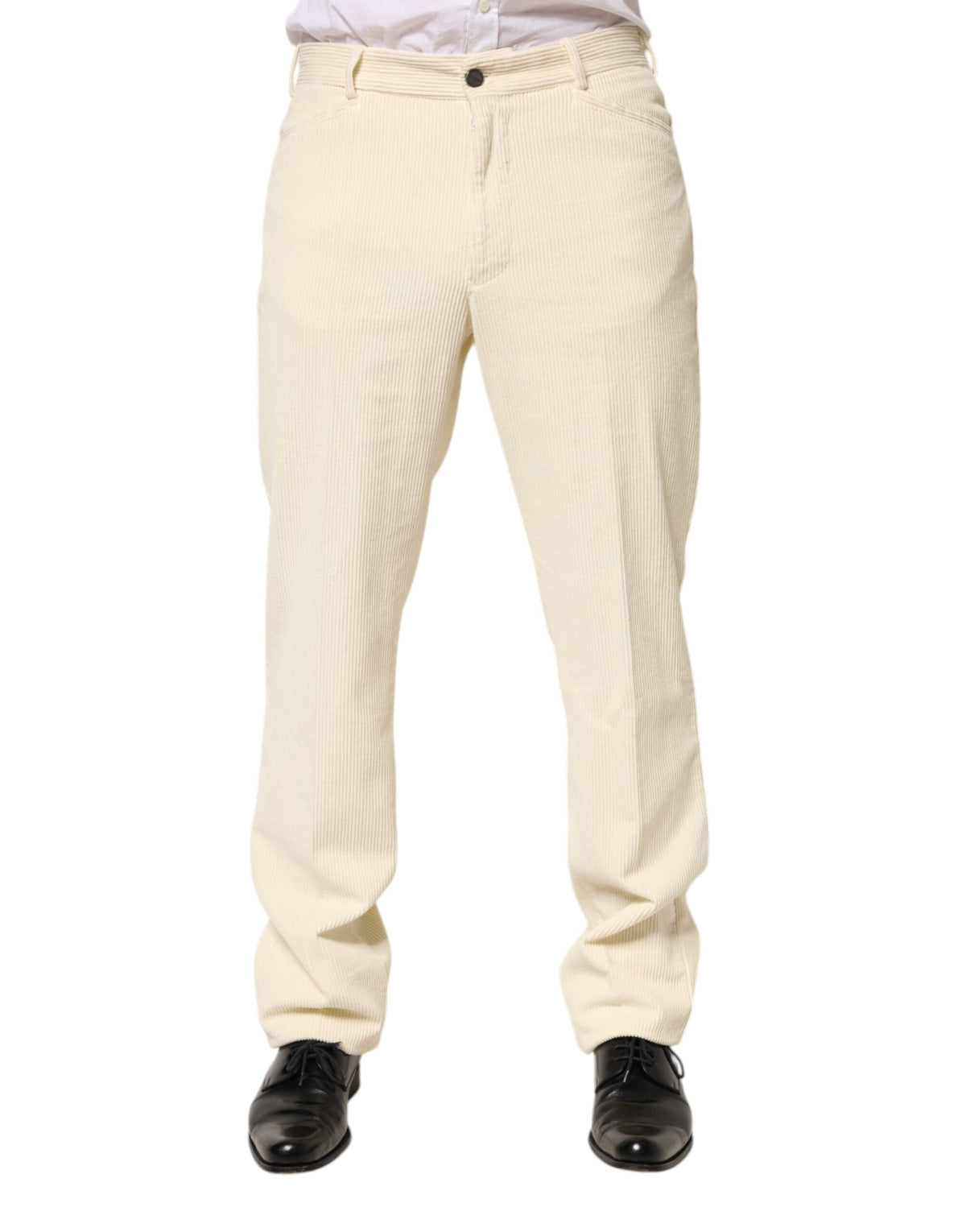 Burberry Beige Corduroy Cotton Straight Men Trouser Pants