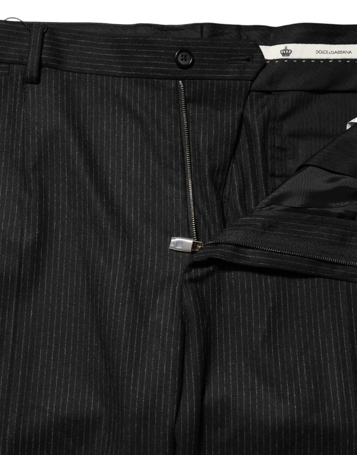 Dolce & Gabbana Black Cotton Mid Waist Dress Trouser Pants