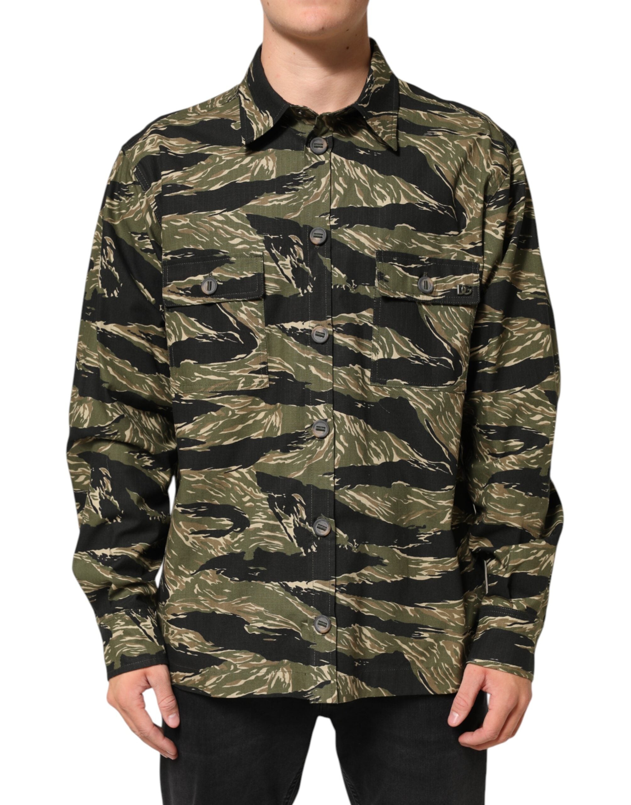 Dolce & Gabbana Multicolor Camouflage Cotton Casual Shirt Dolce & Gabbana