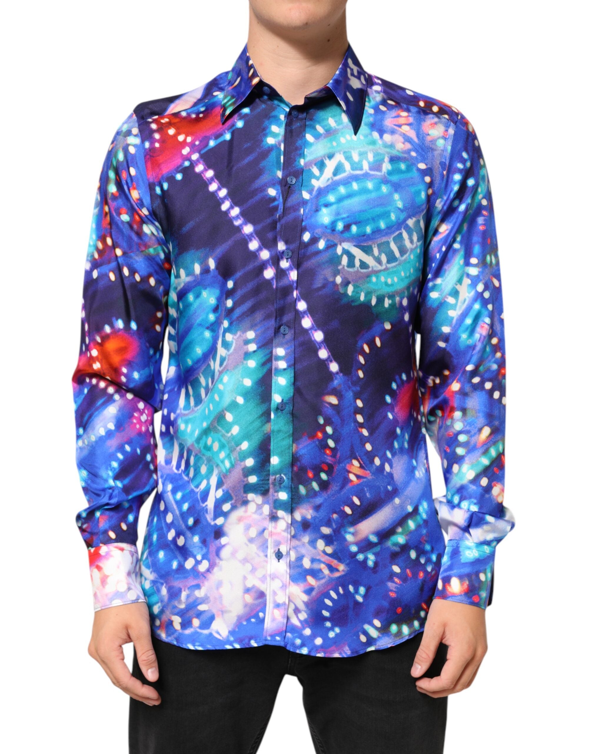 Dolce & Gabbana Multicolor Luminarie MARTINI Slim Men Shirt Dolce & Gabbana