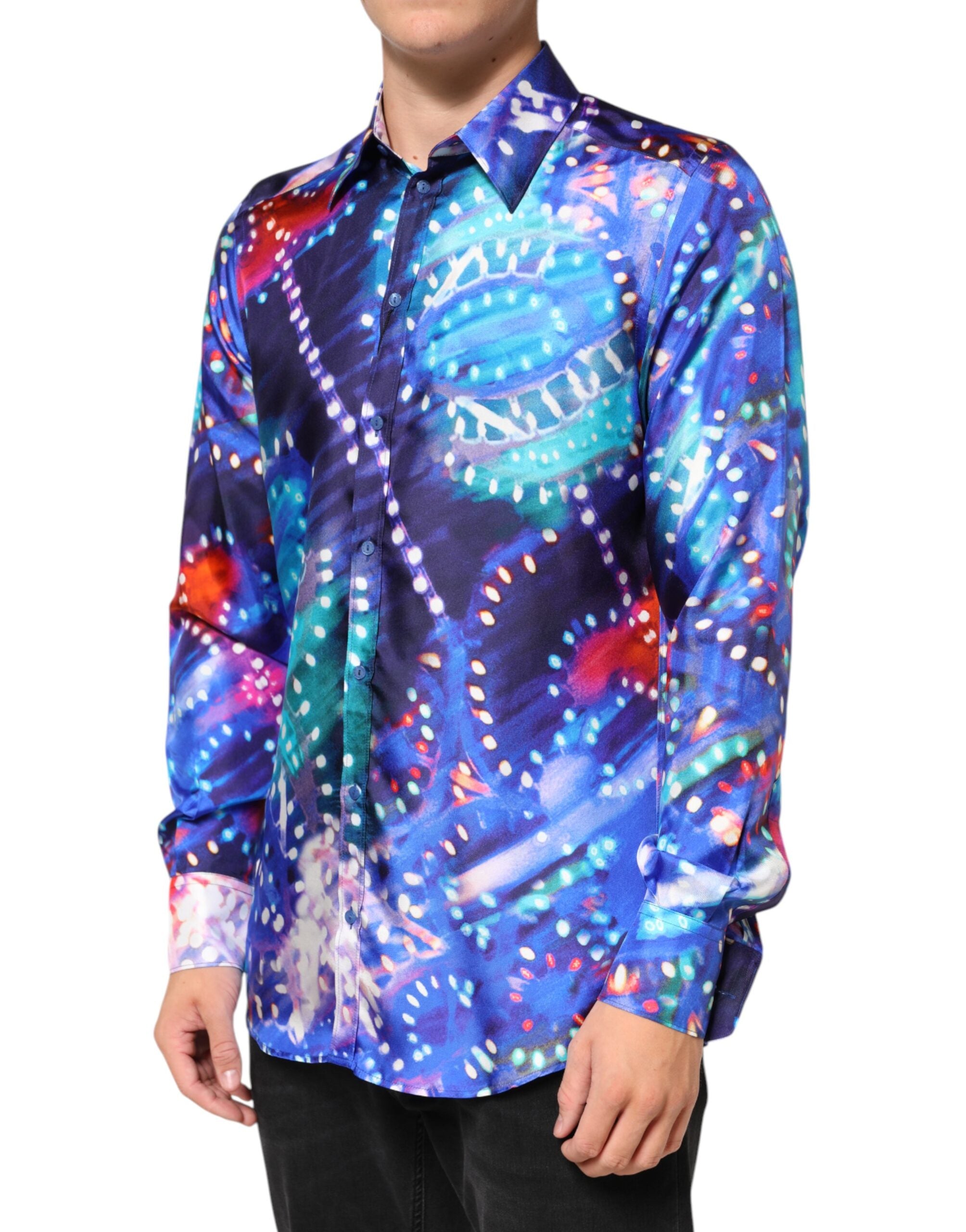 Dolce & Gabbana Multicolor Luminarie MARTINI Slim Men Shirt Dolce & Gabbana