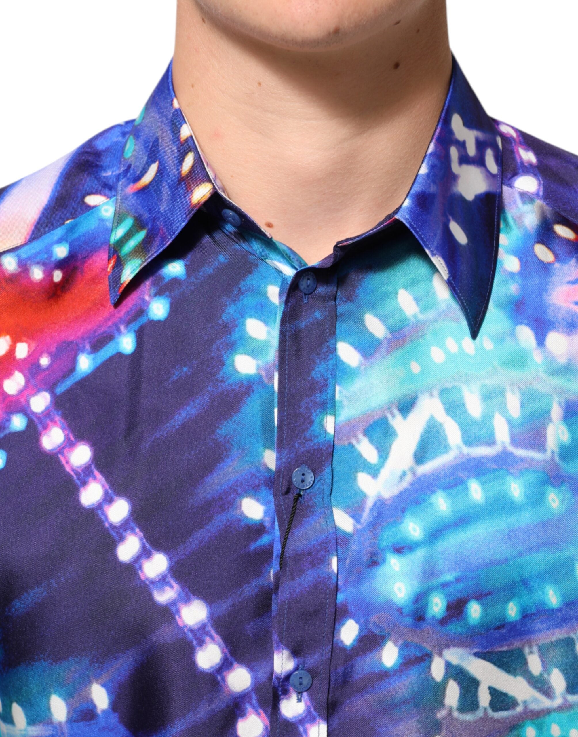 Dolce & Gabbana Multicolor Luminarie MARTINI Slim Men Shirt Dolce & Gabbana
