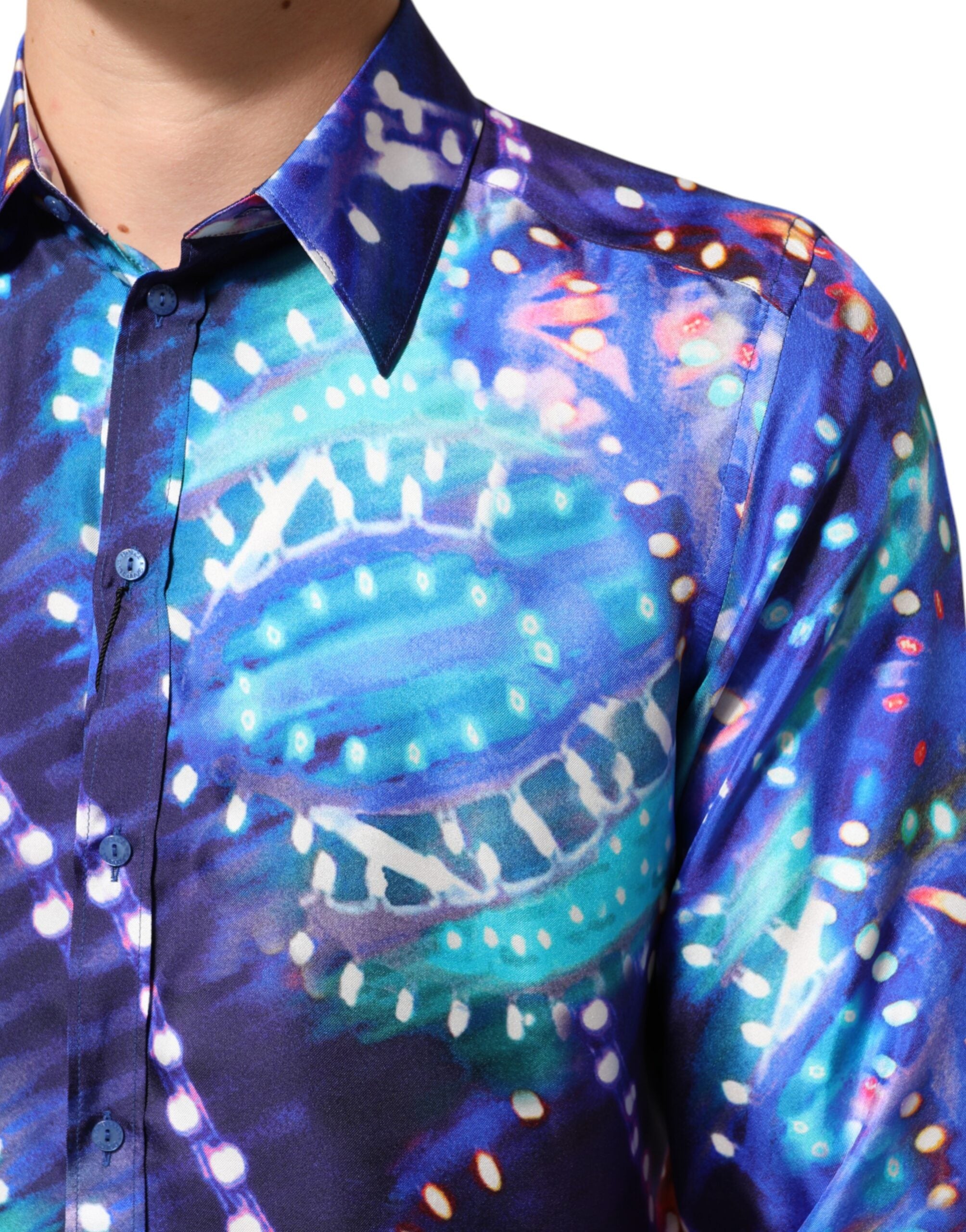 Dolce & Gabbana Multicolor Luminarie MARTINI Slim Men Shirt Dolce & Gabbana