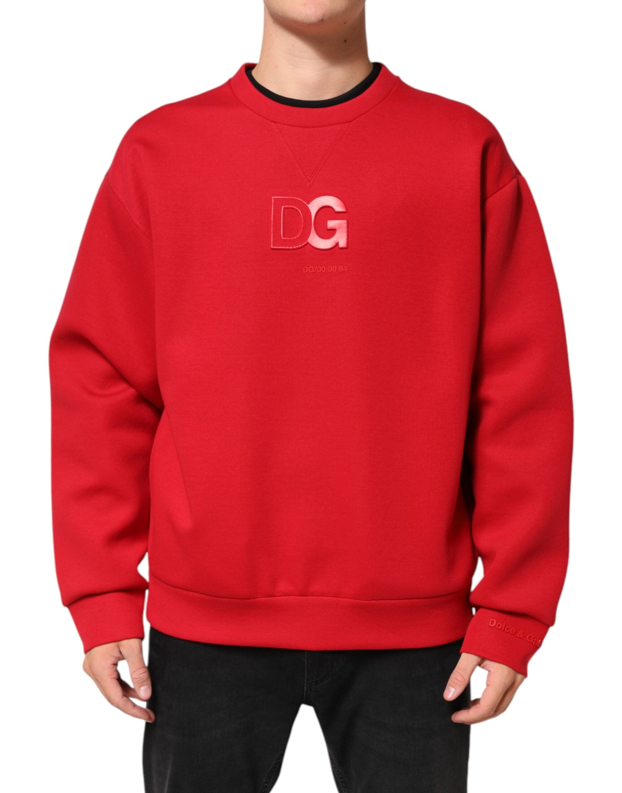 Dolce & Gabbana Red DG Logo Crew Neck Men Sweatshirt Sweater Dolce & Gabbana
