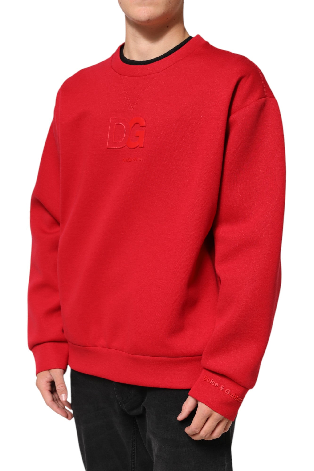 Dolce & Gabbana Red DG Logo Crew Neck Men Sweatshirt Sweater Dolce & Gabbana