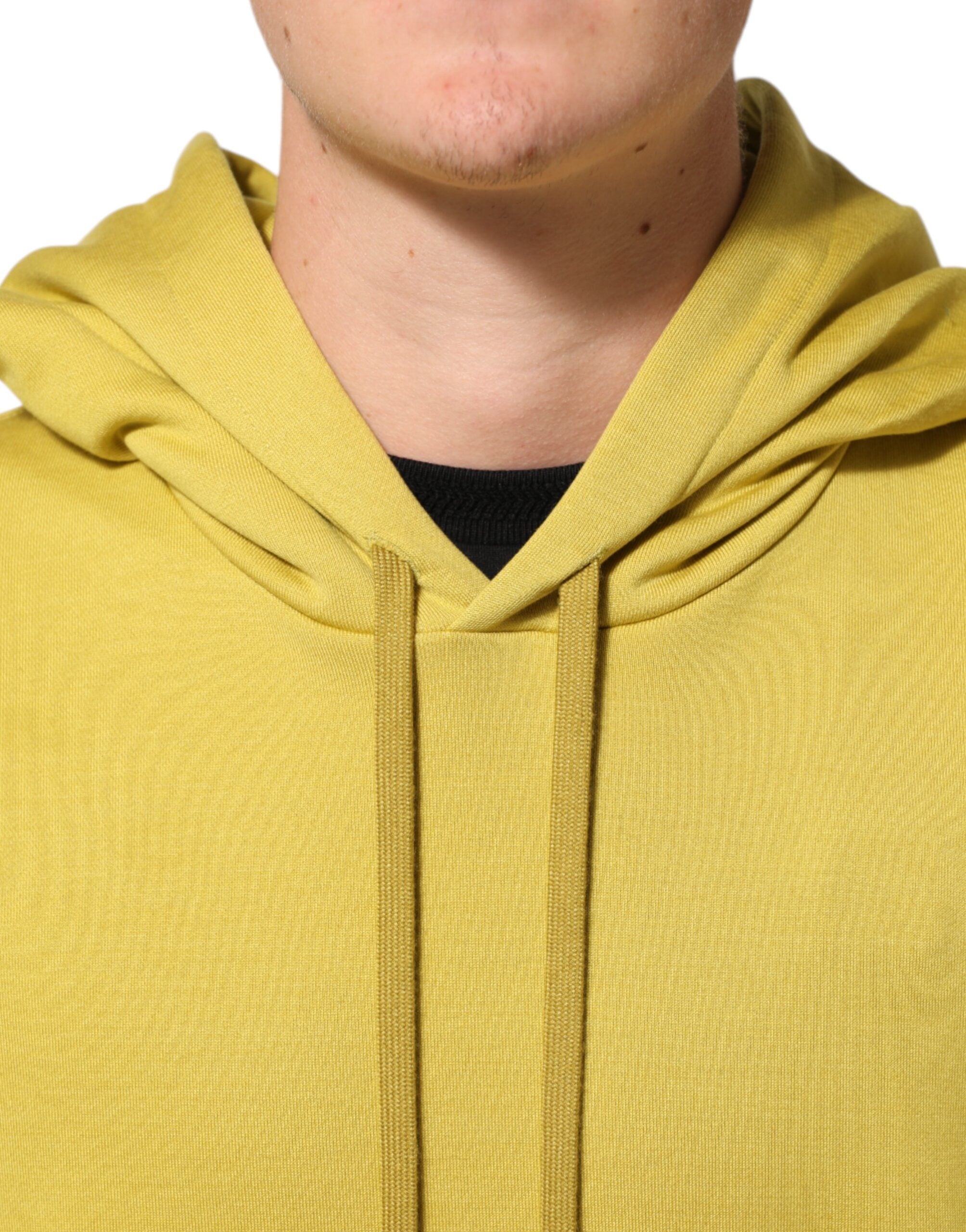 Dolce & Gabbana Yellow Logo Cotton Hooded Sweatshirt Sweater Dolce & Gabbana