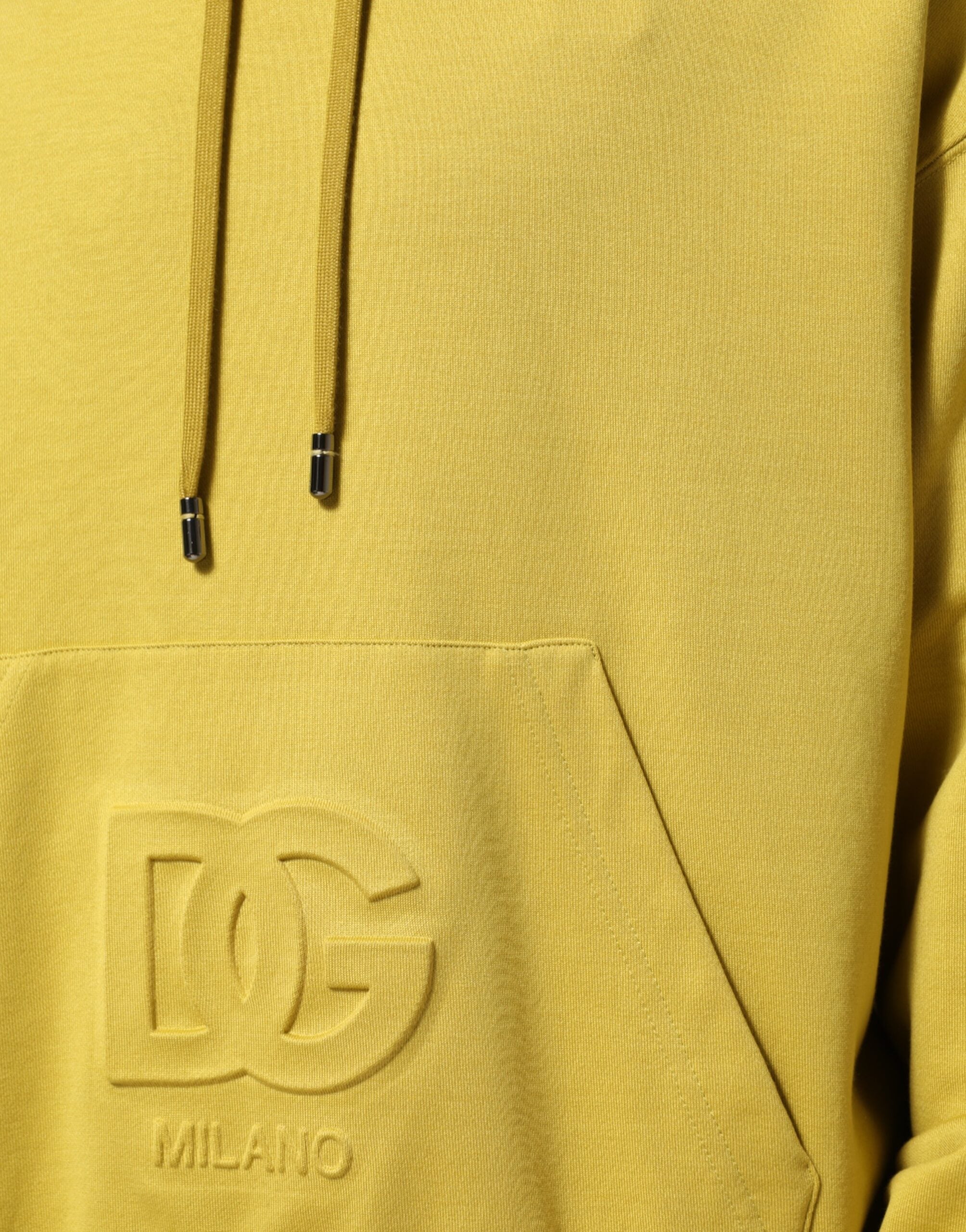 Dolce & Gabbana Yellow Logo Cotton Hooded Sweatshirt Sweater Dolce & Gabbana