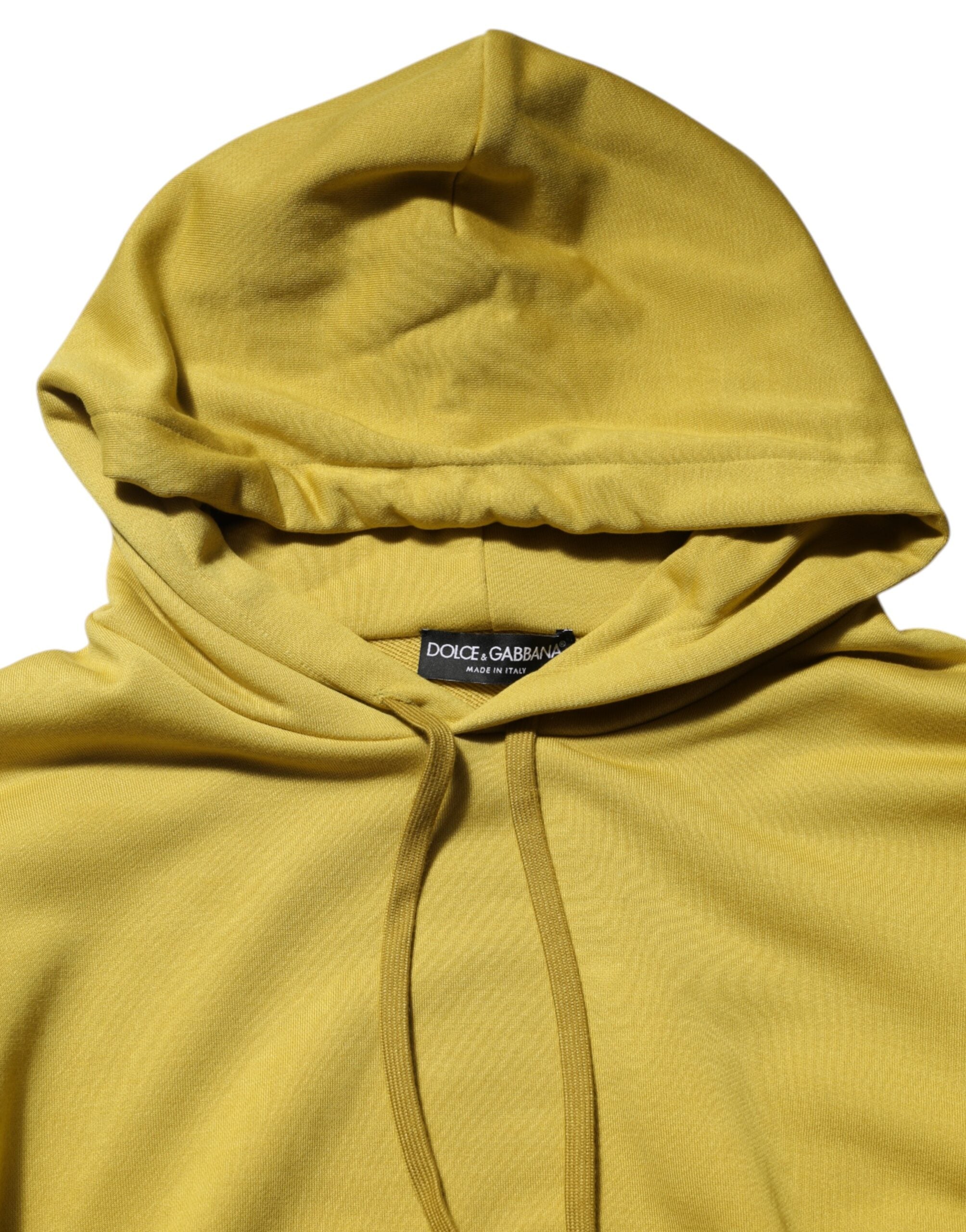 Dolce & Gabbana Yellow Logo Cotton Hooded Sweatshirt Sweater Dolce & Gabbana