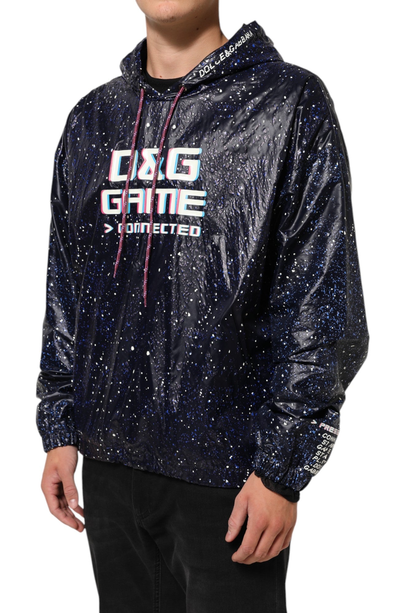 Dolce & Gabbana Blue D&G Game Hooded Men Sweatshirt Sweater Dolce & Gabbana