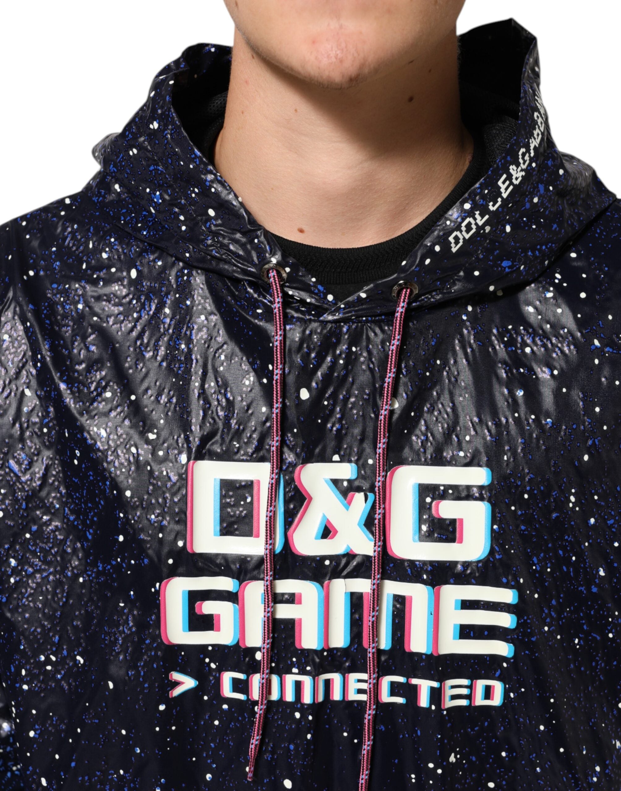 Dolce & Gabbana Blue D&G Game Hooded Men Sweatshirt Sweater Dolce & Gabbana