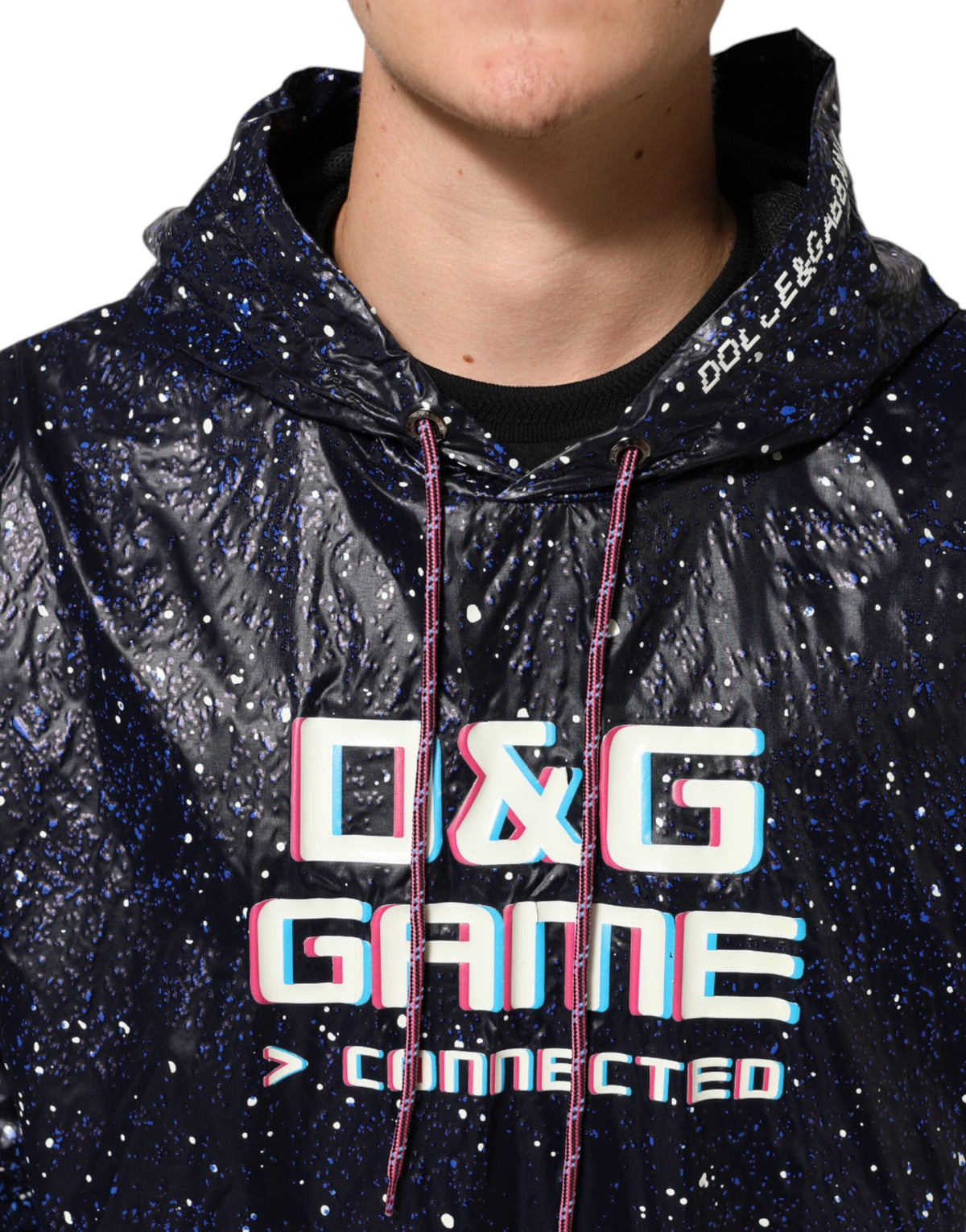 Dolce & Gabbana Blue D&G Game Hooded Men Sweatshirt Sweater