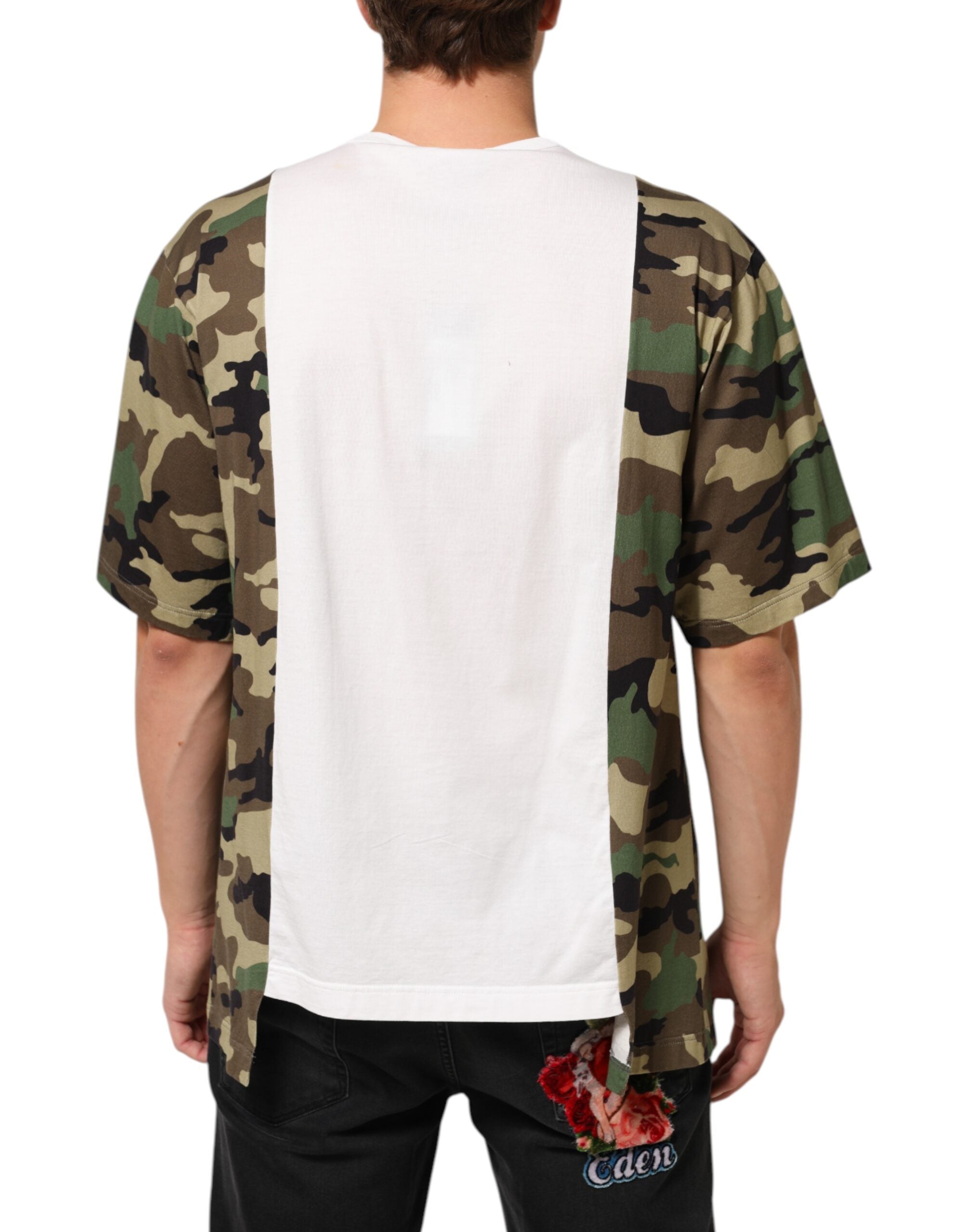 Dolce & Gabbana White Logo Camouflage Crew Neck Men T-shirt Dolce & Gabbana