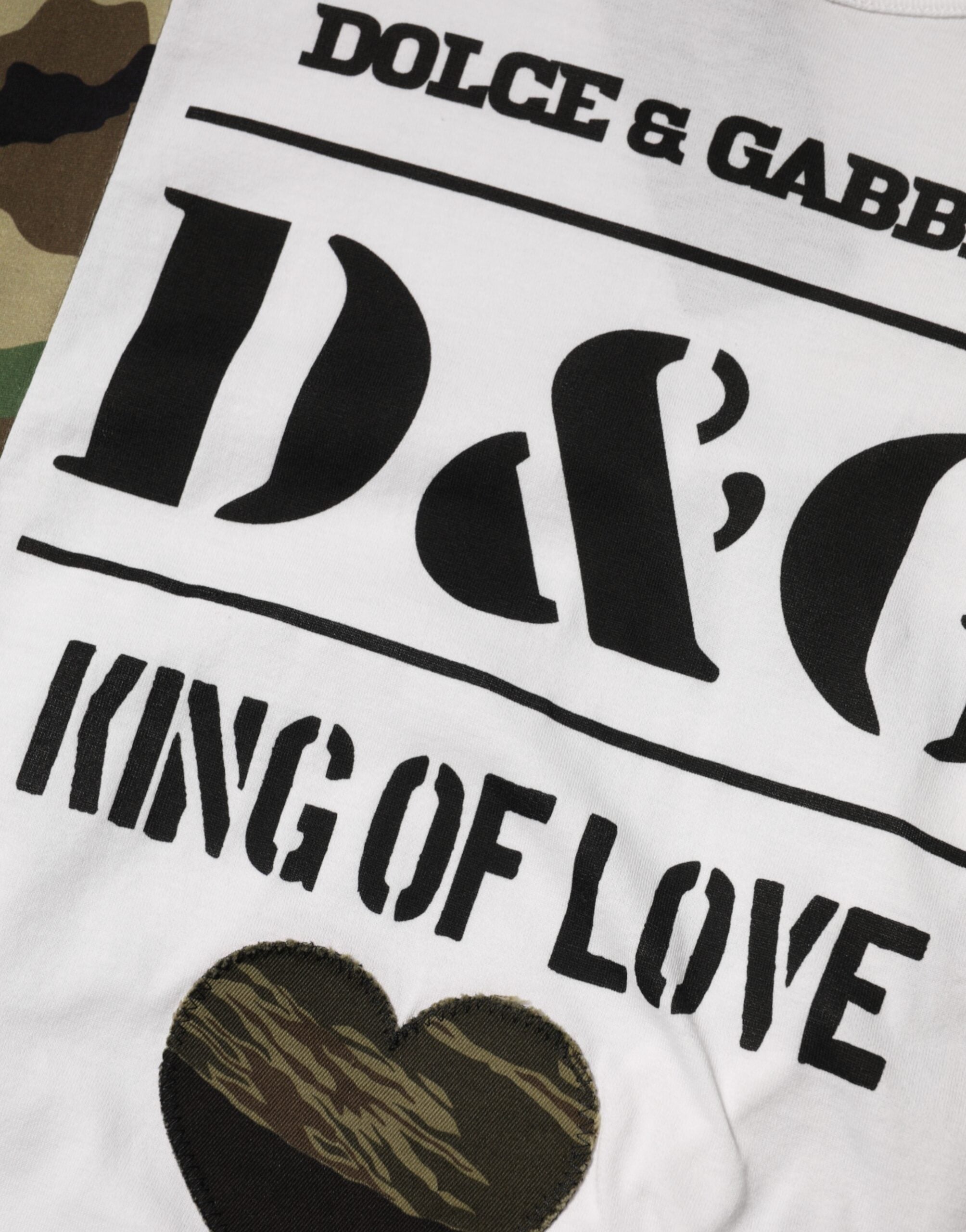 Dolce & Gabbana White Logo Camouflage Crew Neck Men T-shirt Dolce & Gabbana