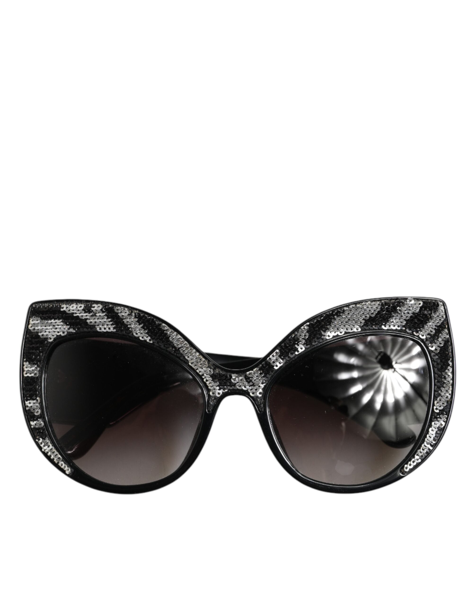 Dolce & Gabbana Black Silver Sequin Butterfly Polarized Sunglasses Dolce & Gabbana