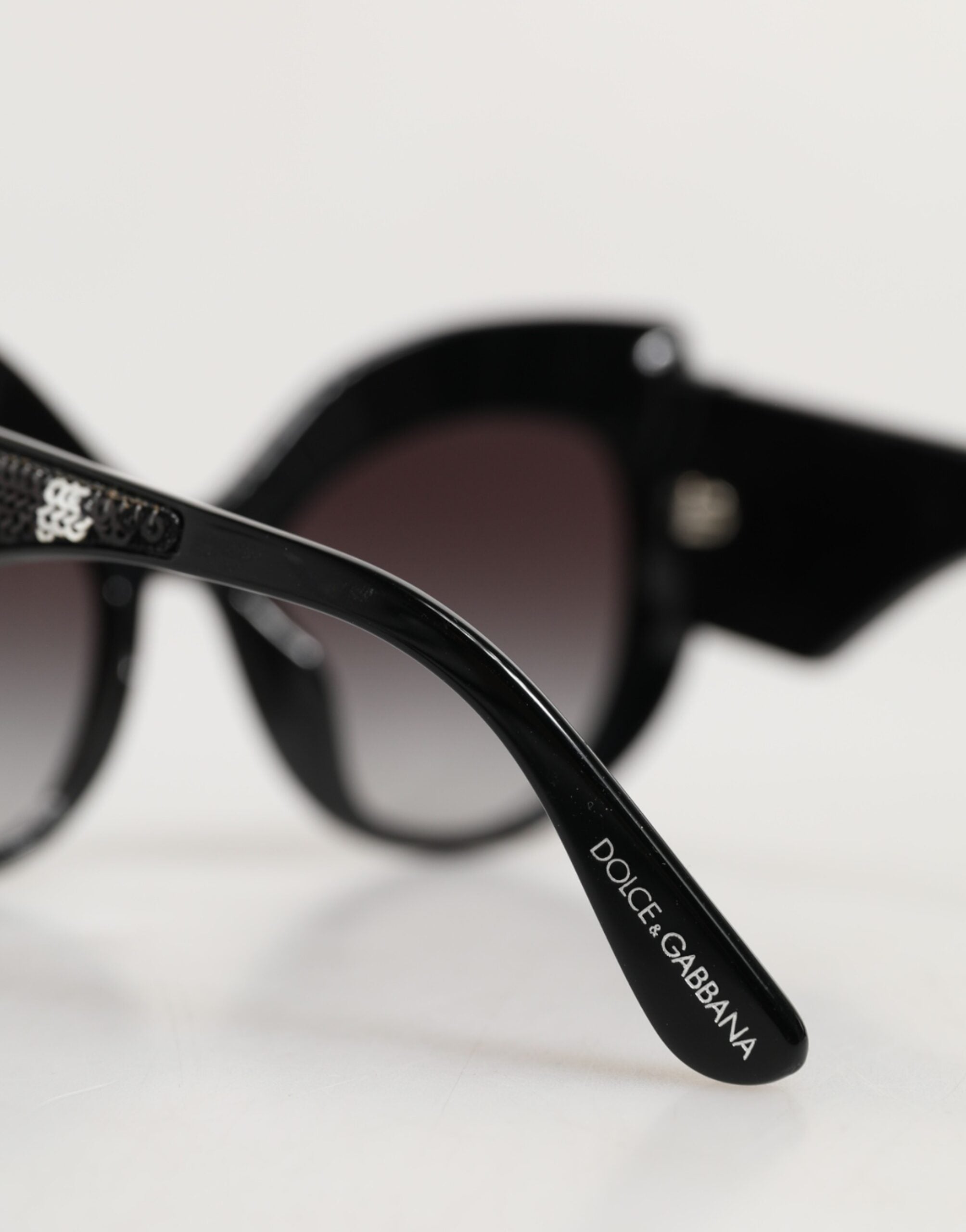 Dolce & Gabbana Black Silver Sequin Butterfly Polarized Sunglasses Dolce & Gabbana