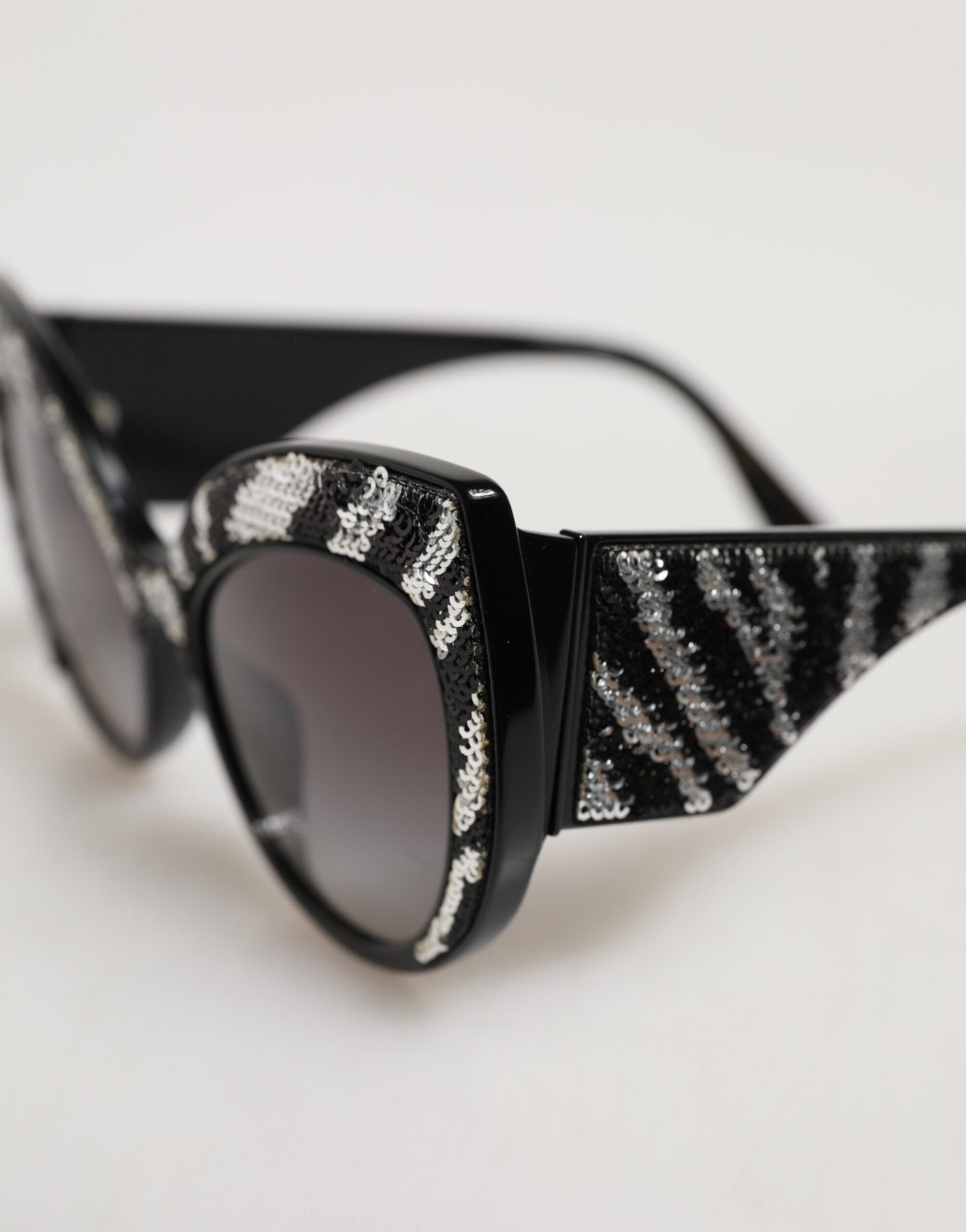 Dolce & Gabbana Black Silver Sequin Butterfly Polarized Sunglasses Dolce & Gabbana