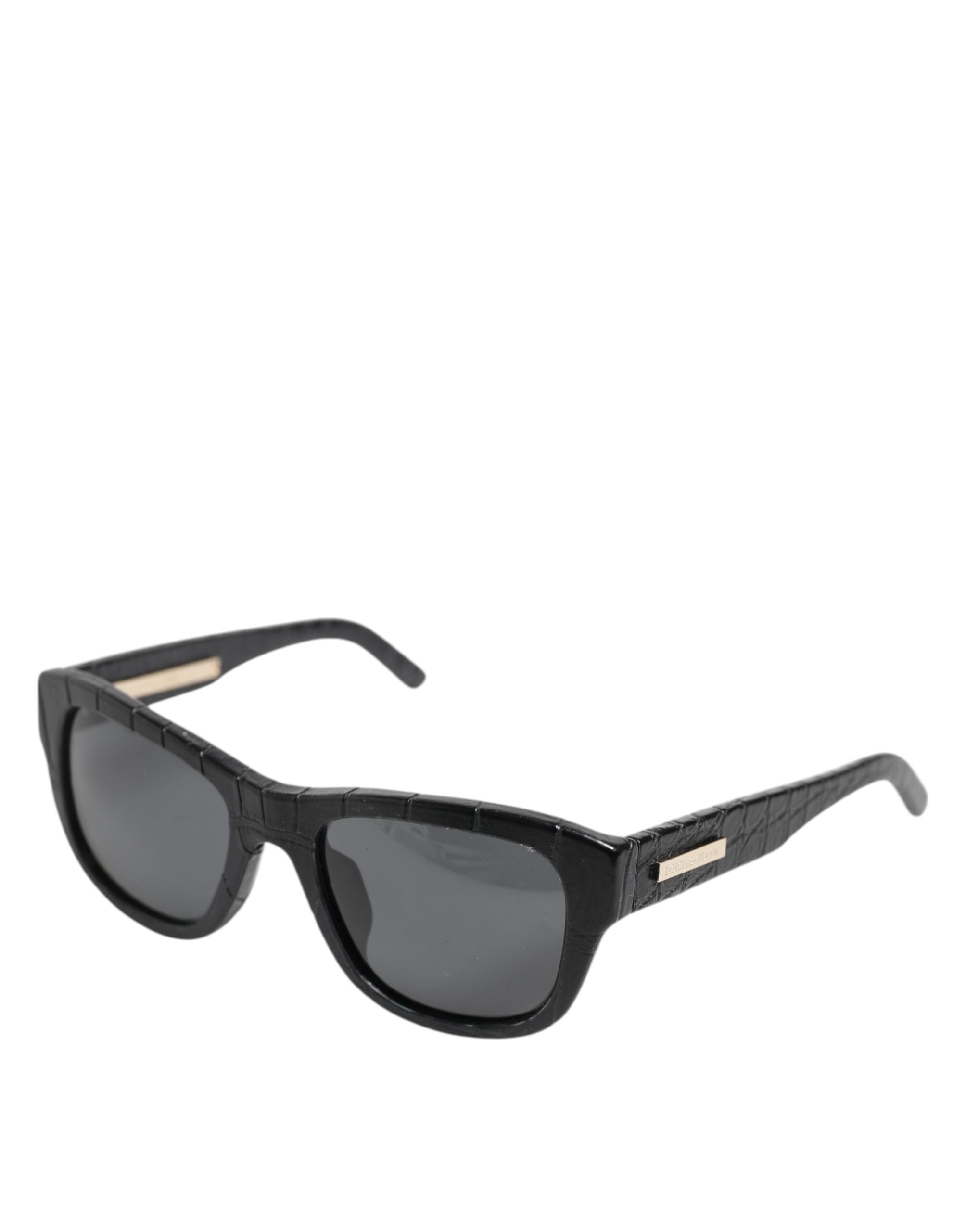 Dolce & Gabbana DG4177 Black Leather Frame Tinted Lens Sunglasses Dolce & Gabbana