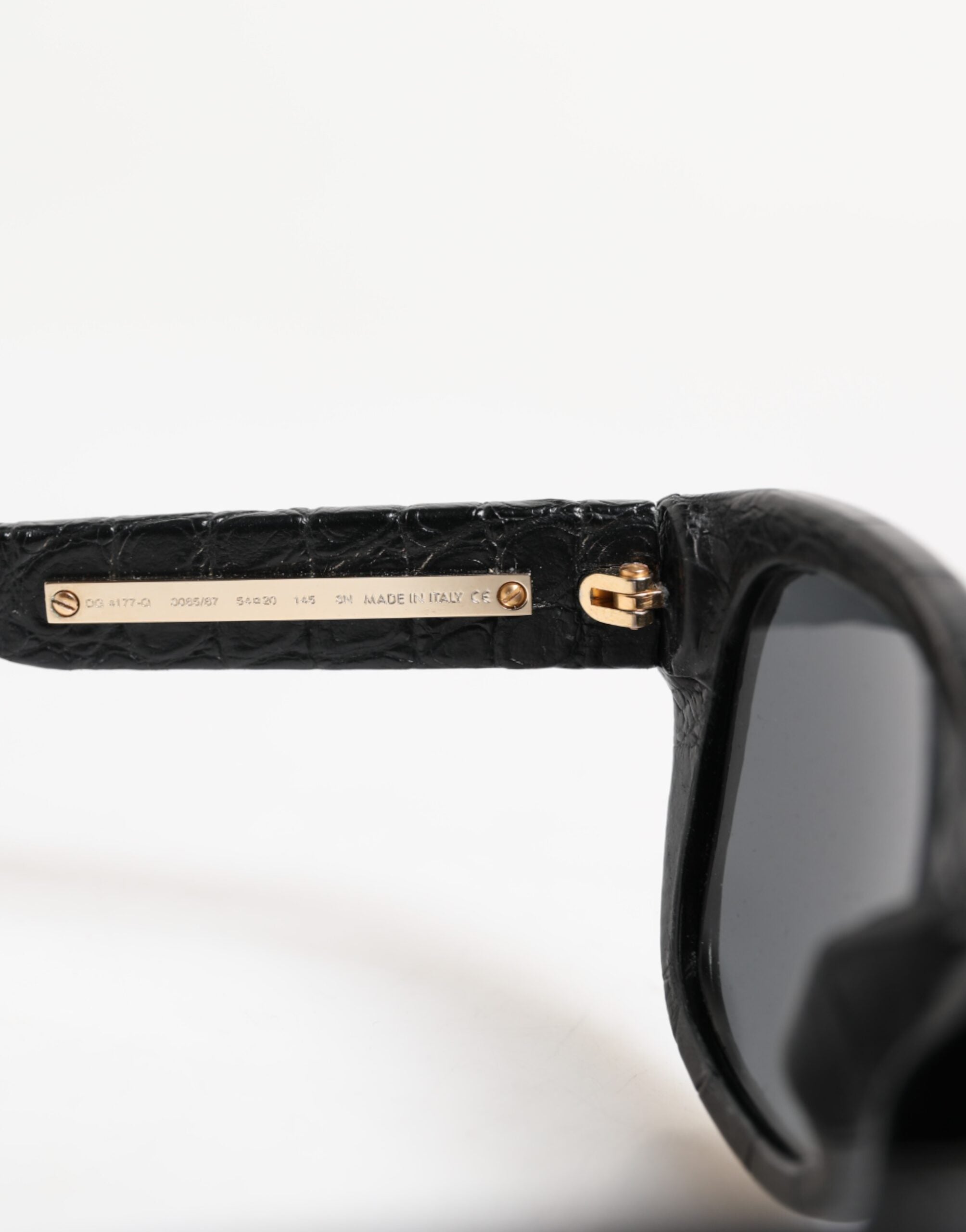 Dolce & Gabbana DG4177 Black Leather Frame Tinted Lens Sunglasses Dolce & Gabbana
