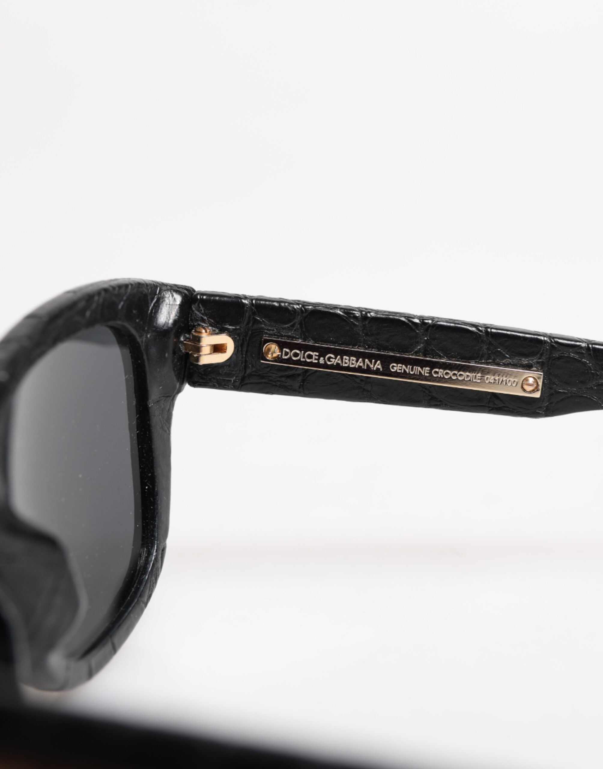 Dolce & Gabbana DG4177 Black Leather Frame Tinted Lens Sunglasses Dolce & Gabbana