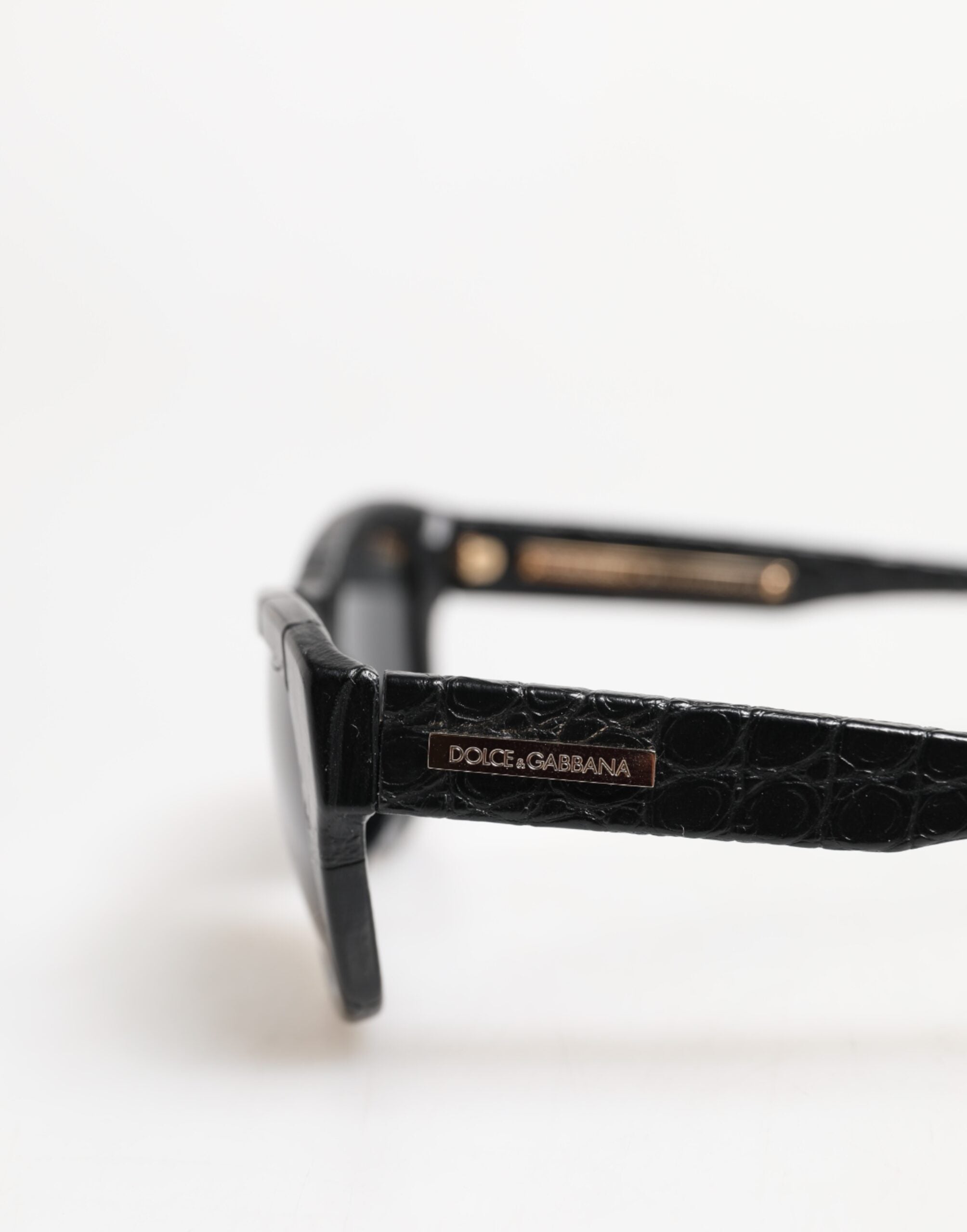 Dolce & Gabbana DG4177 Black Leather Frame Tinted Lens Sunglasses Dolce & Gabbana