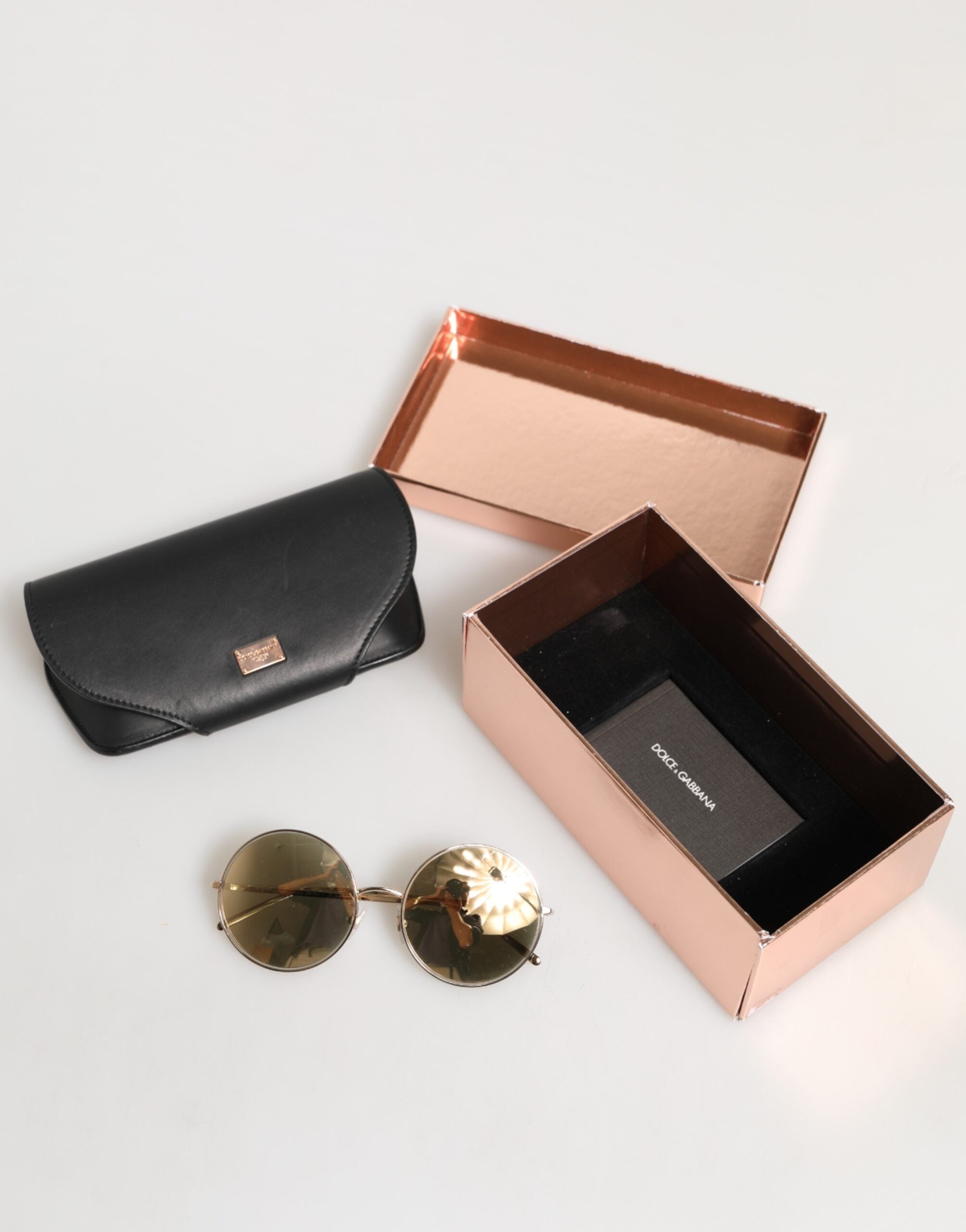 Dolce & Gabbana Gold Metal Round Shades Eyewear Sunglasses Dolce & Gabbana