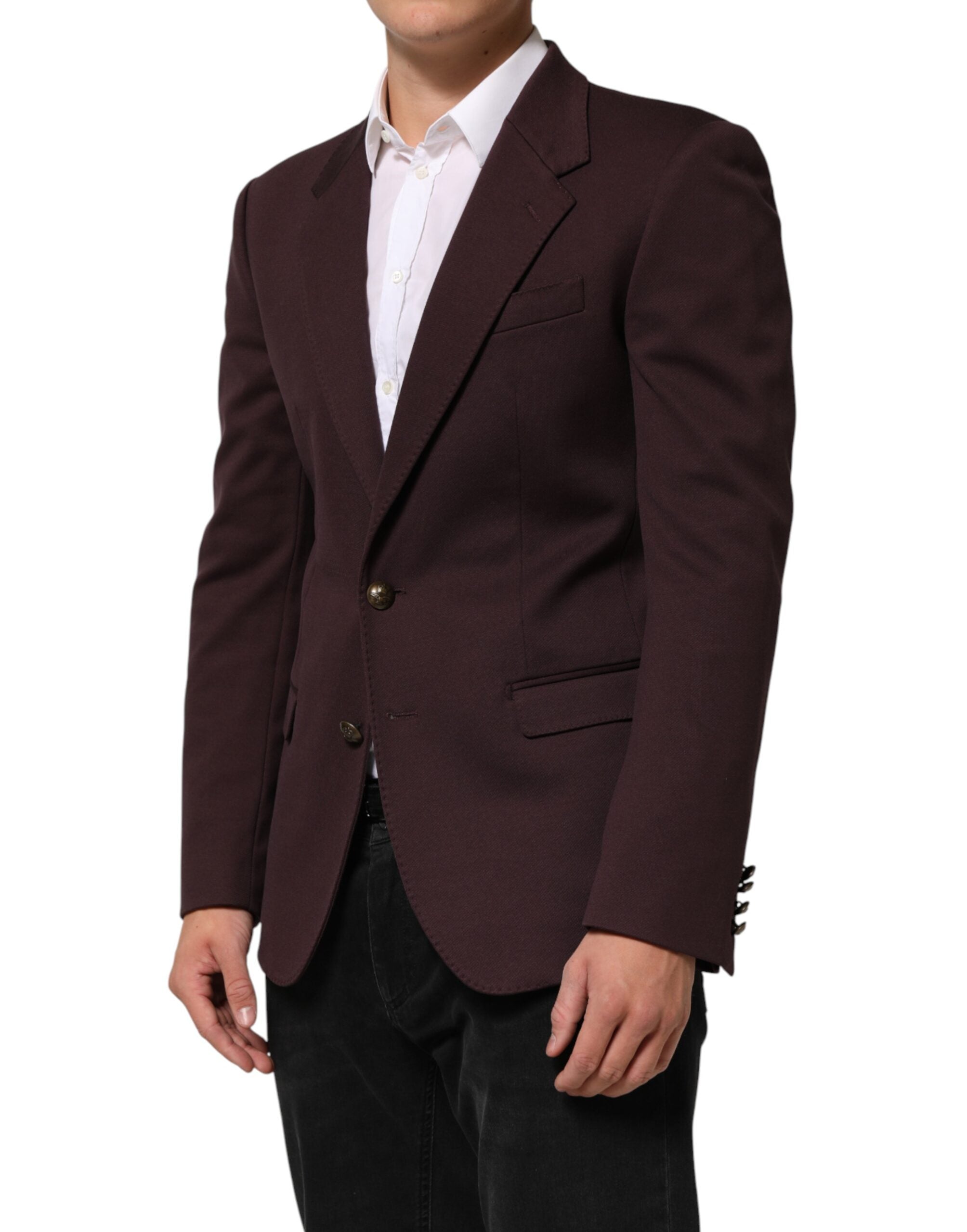 Dolce & Gabbana Maroon Cotton 2 Buttons Suit Jacket Blazer Dolce & Gabbana