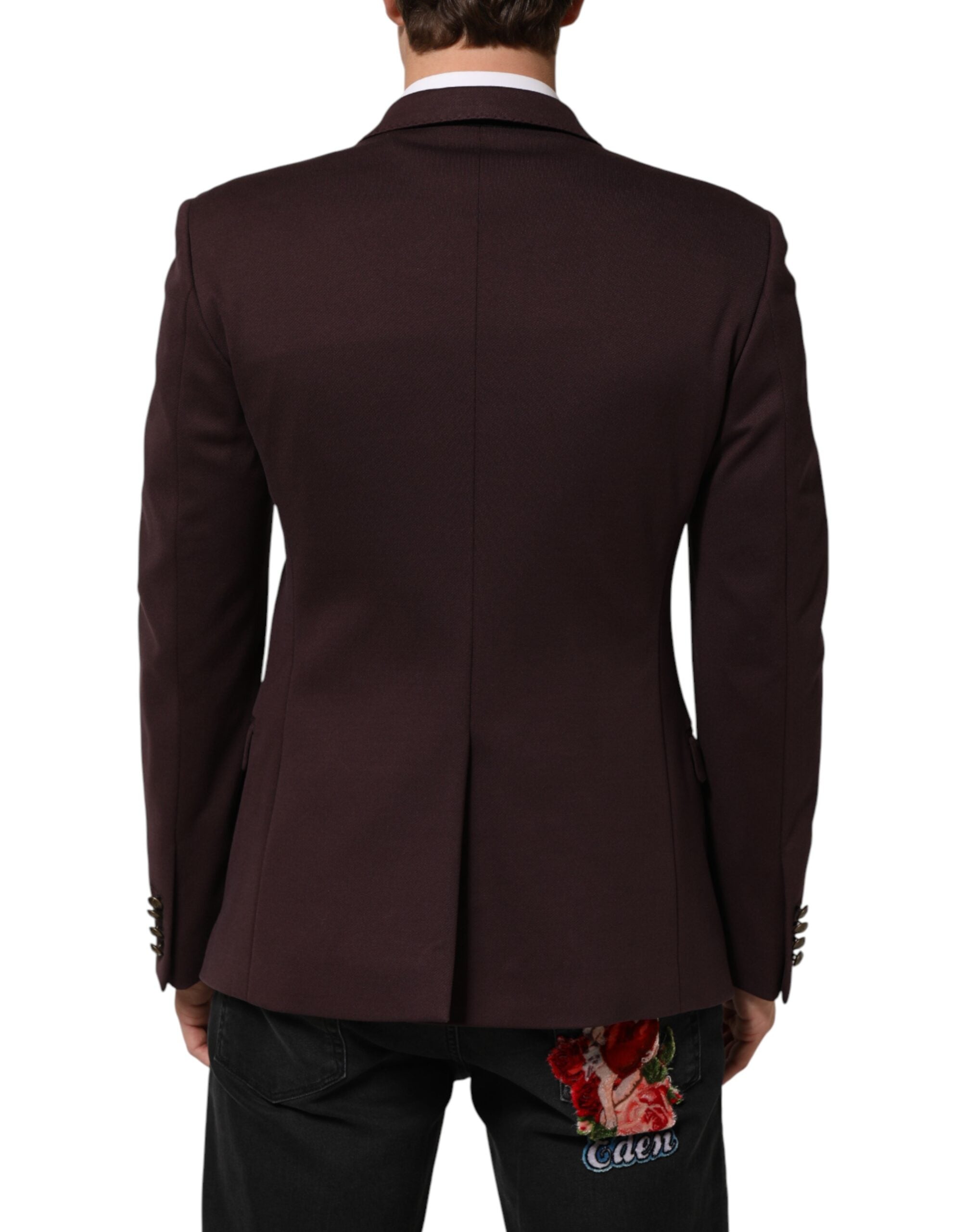 Dolce & Gabbana Maroon Cotton 2 Buttons Suit Jacket Blazer Dolce & Gabbana