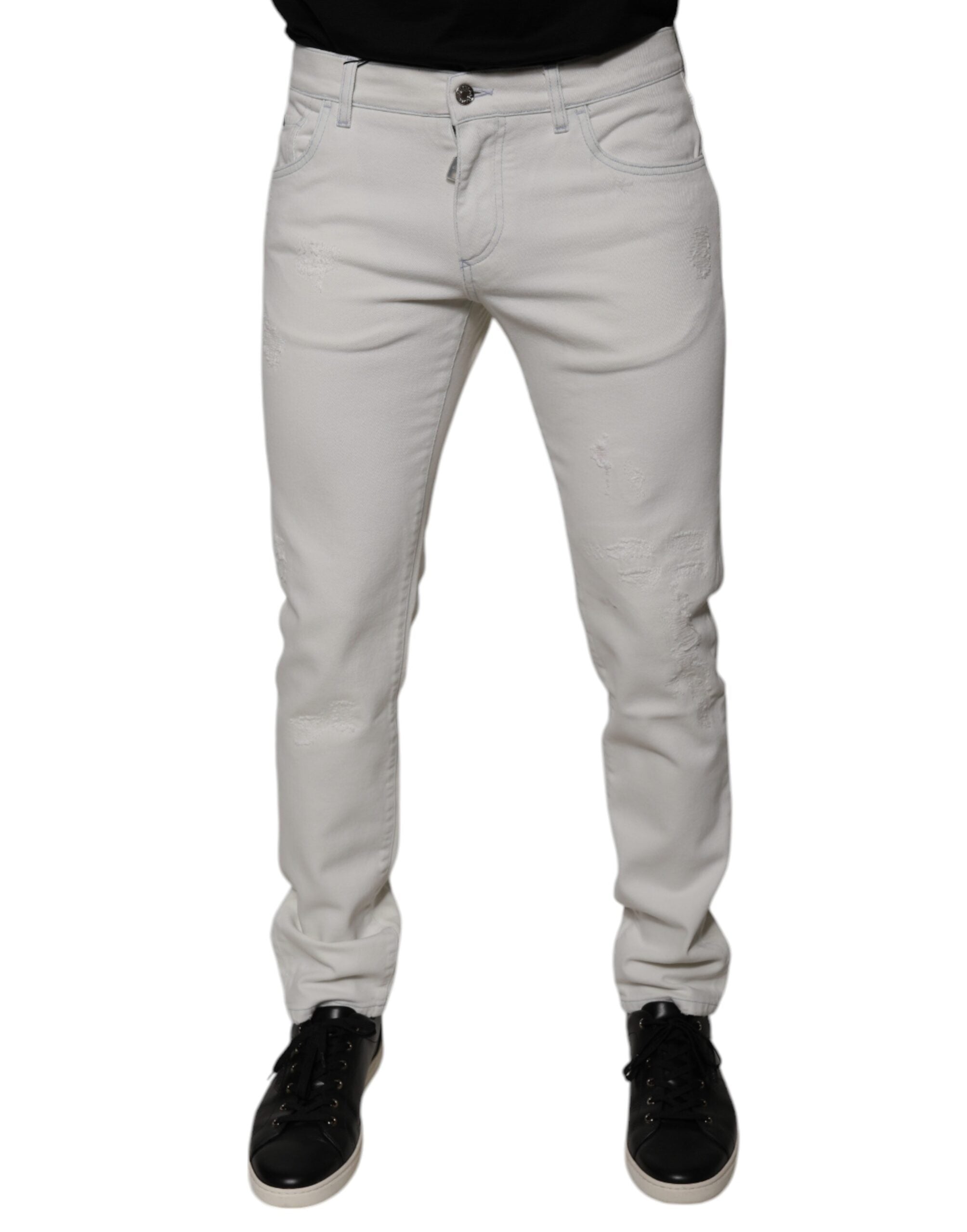 Dolce & Gabbana White Cotton Stretch Skinny Men Denim Jeans Dolce & Gabbana