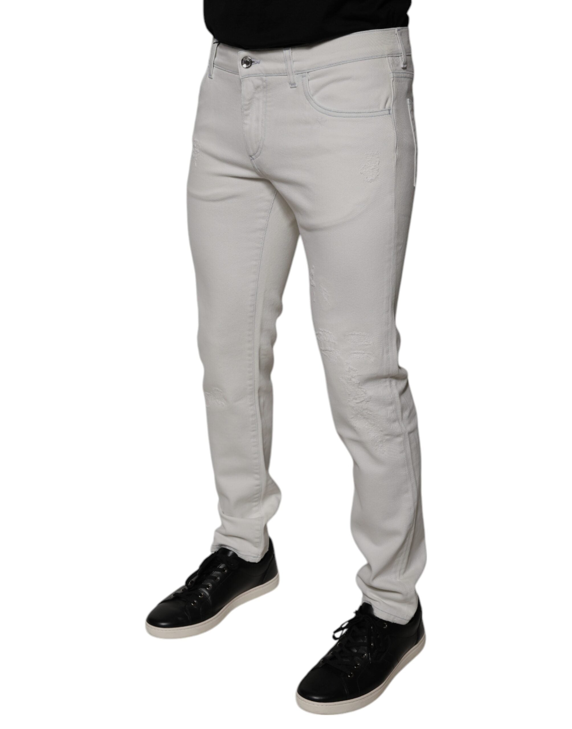 Dolce & Gabbana White Cotton Stretch Skinny Men Denim Jeans Dolce & Gabbana