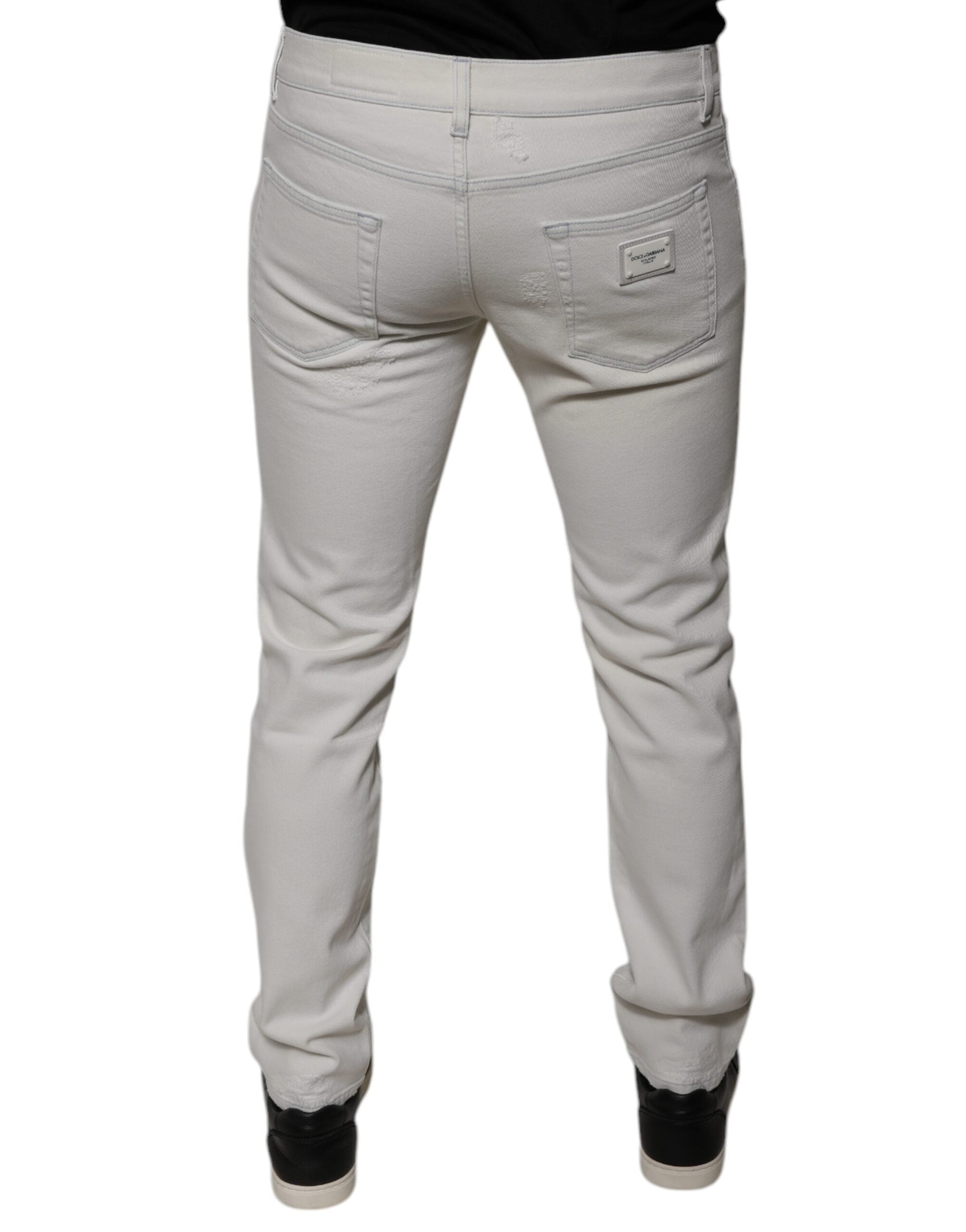 Dolce & Gabbana White Cotton Stretch Skinny Men Denim Jeans Dolce & Gabbana