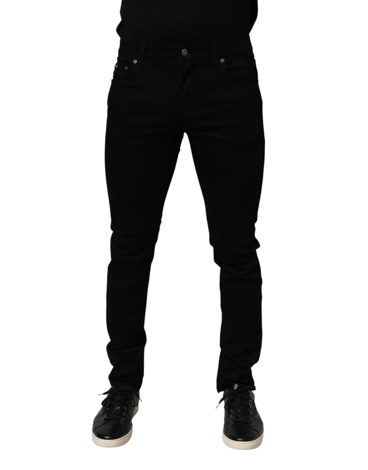 Dolce & Gabbana Black Cotton Stretch Slim Fit Men Denim Jeans