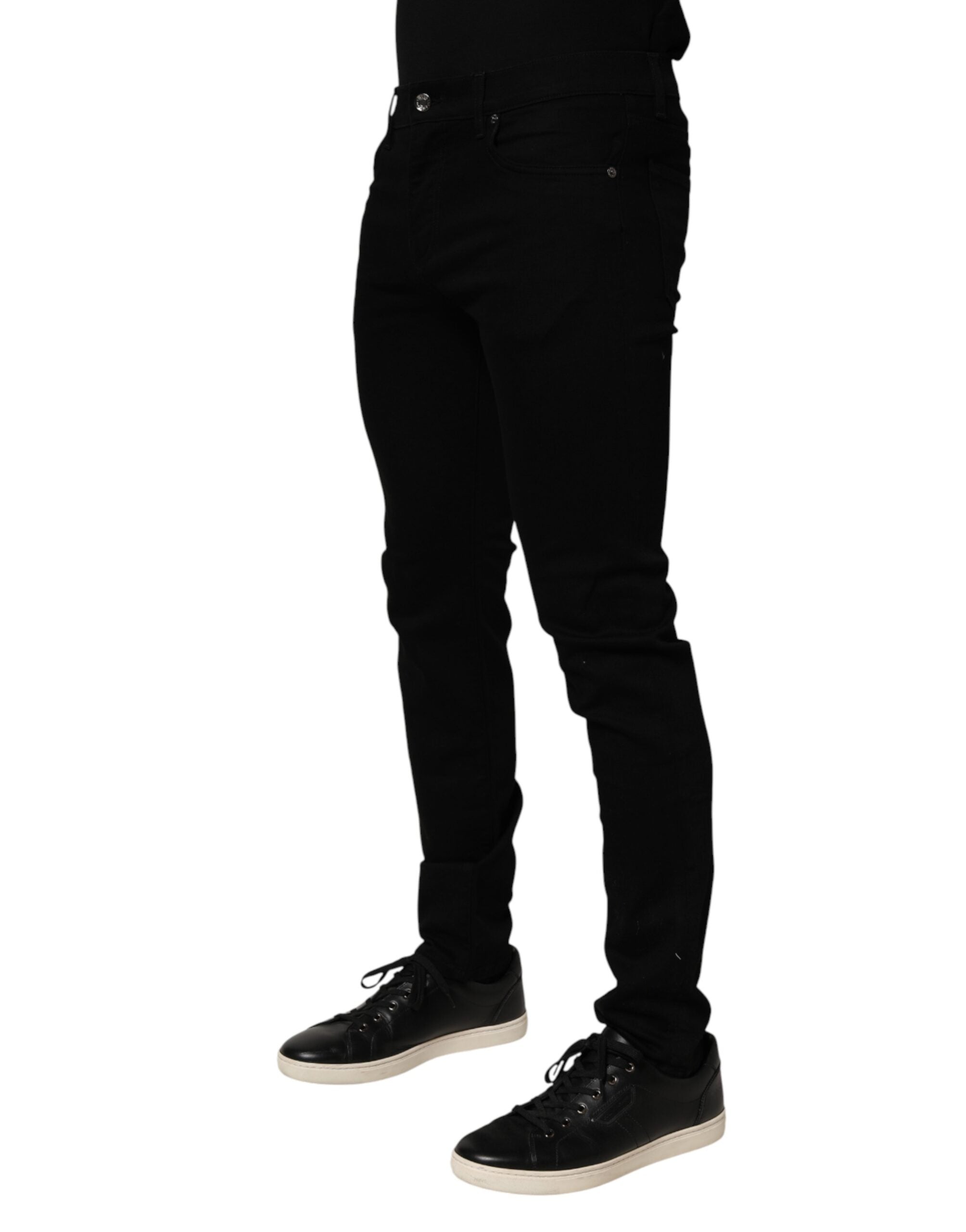 Dolce & Gabbana Black Cotton Stretch Slim Fit Men Denim Jeans Dolce & Gabbana