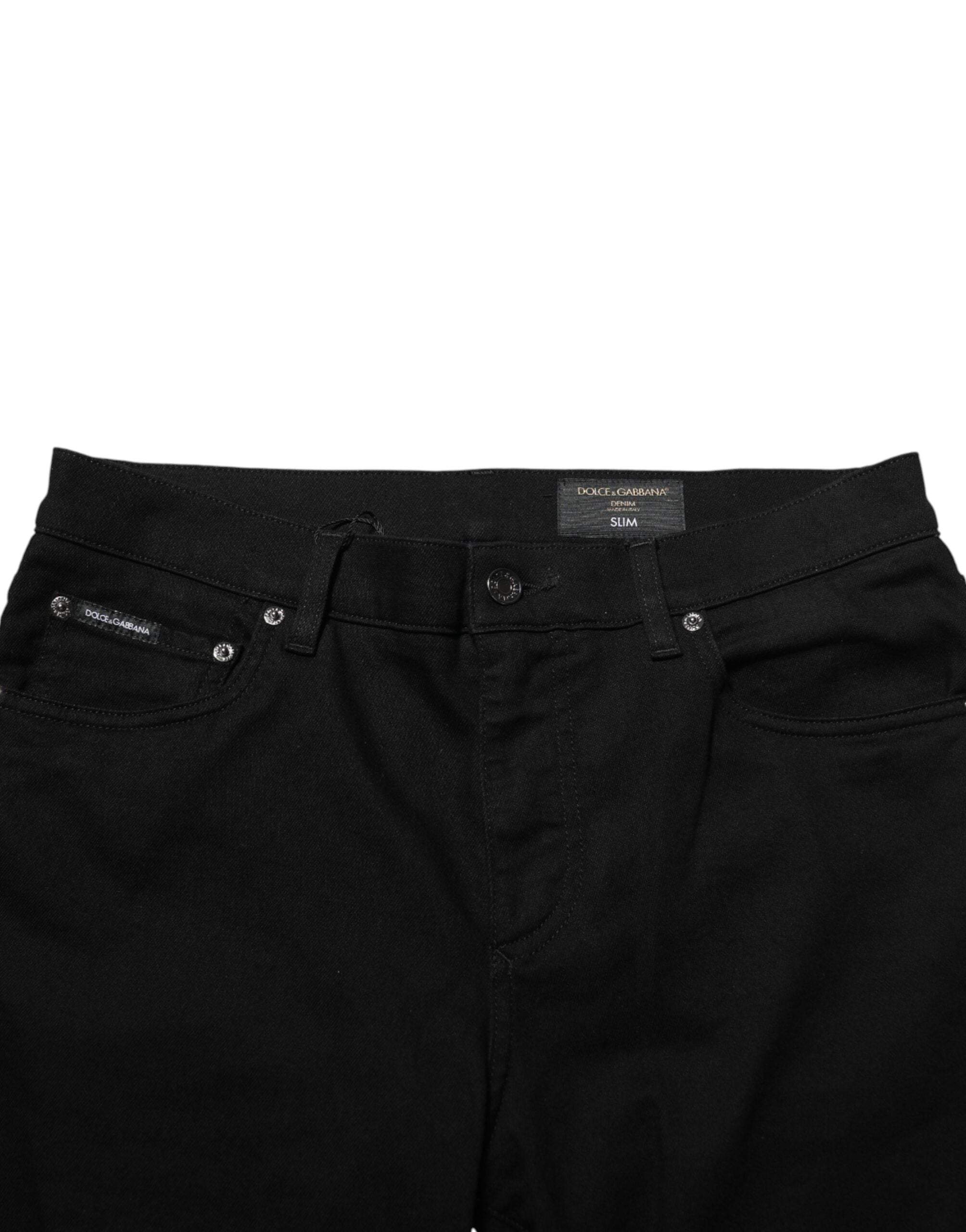 Dolce & Gabbana Black Cotton Stretch Slim Fit Men Denim Jeans Dolce & Gabbana