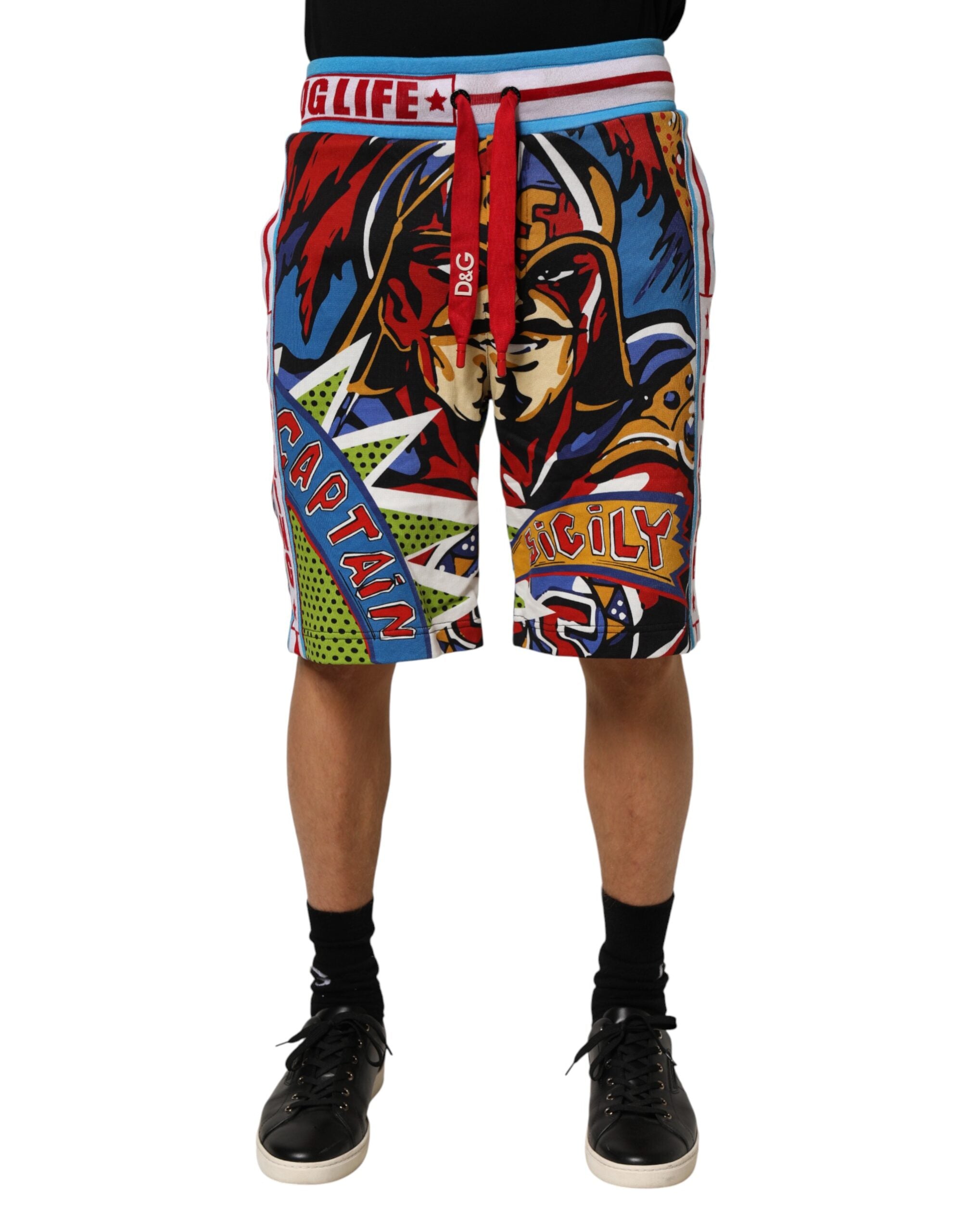 Dolce & Gabbana Multicolor Captain Sicily Men Bermuda Shorts Dolce & Gabbana