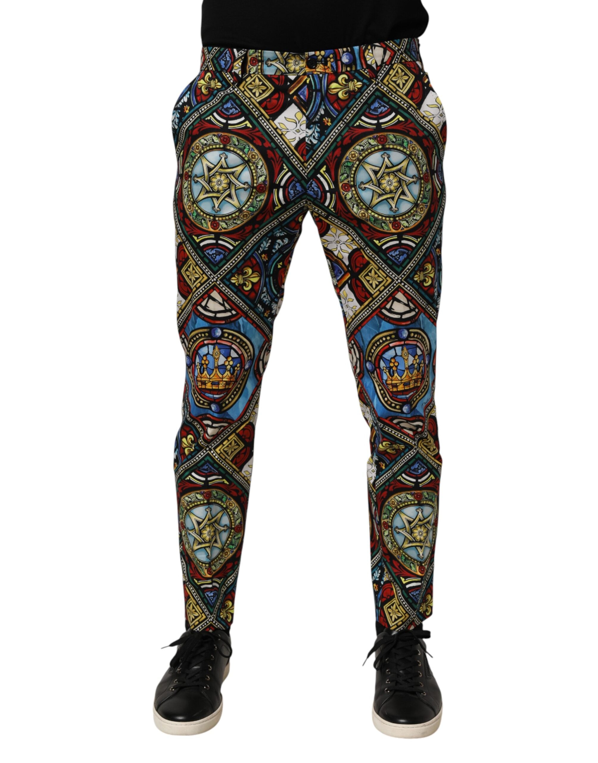 Dolce & Gabbana Multicolor Stained Glass Window Style Print Men Pants Dolce & Gabbana