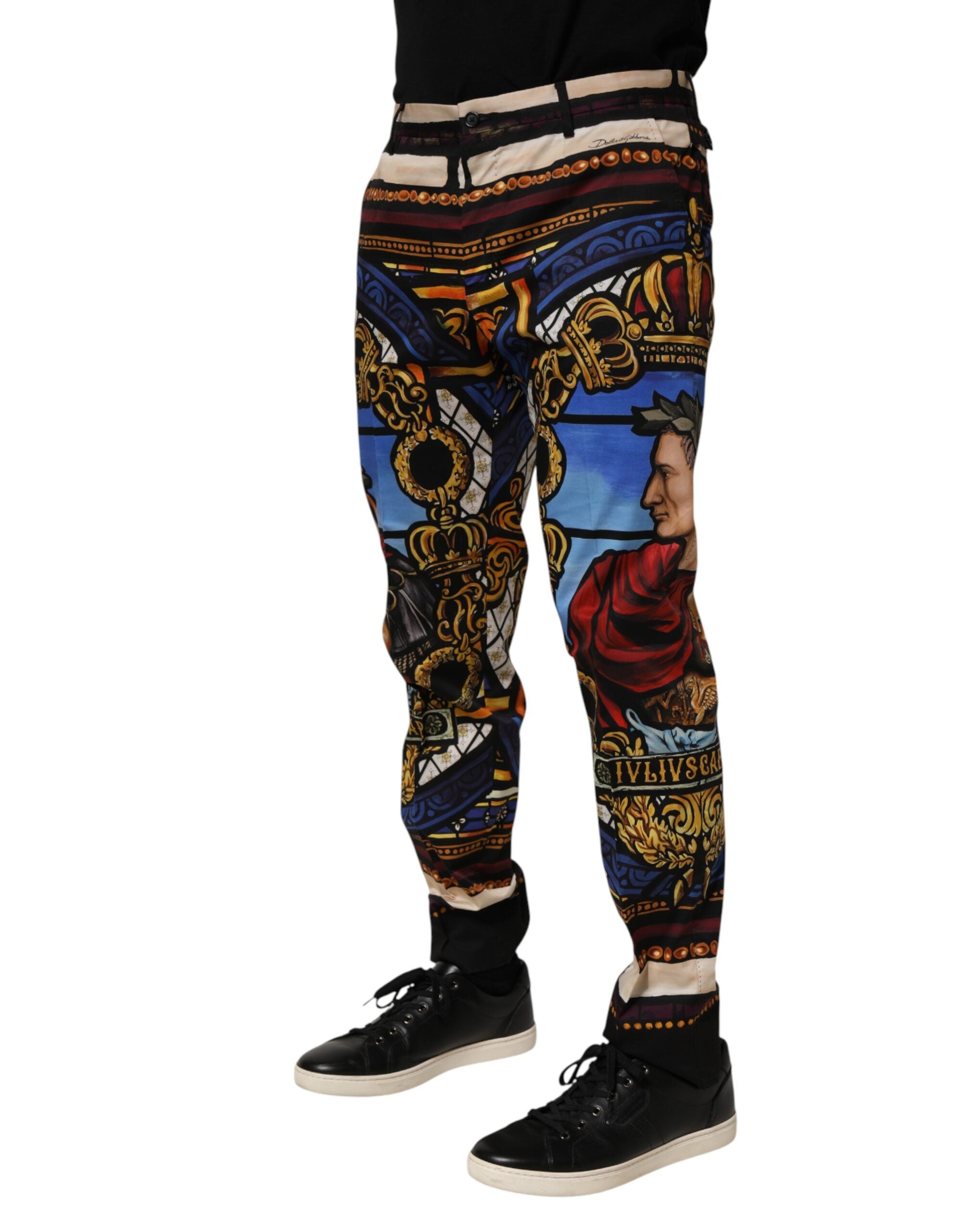 Dolce & Gabbana Multicolor Julias Ceasar Print Tapered Pants Dolce & Gabbana