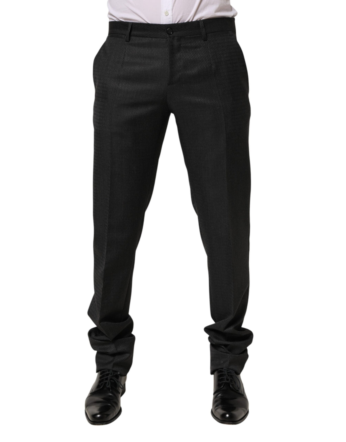 Dolce & Gabbana Black Wool Formal Dress Men Trouser Pants