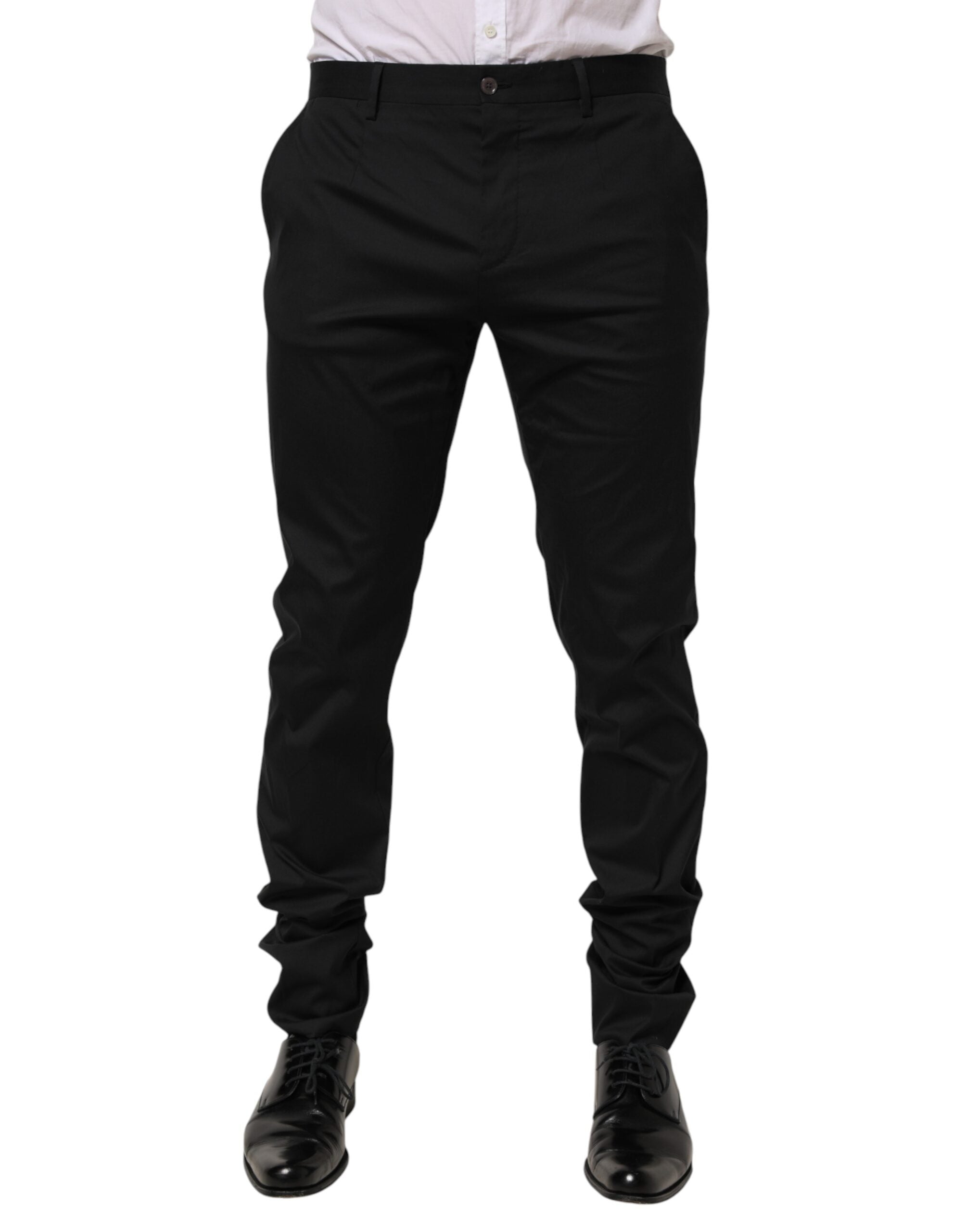 Dolce & Gabbana Black Cotton Formal Dress Men Trouser Pants Dolce & Gabbana