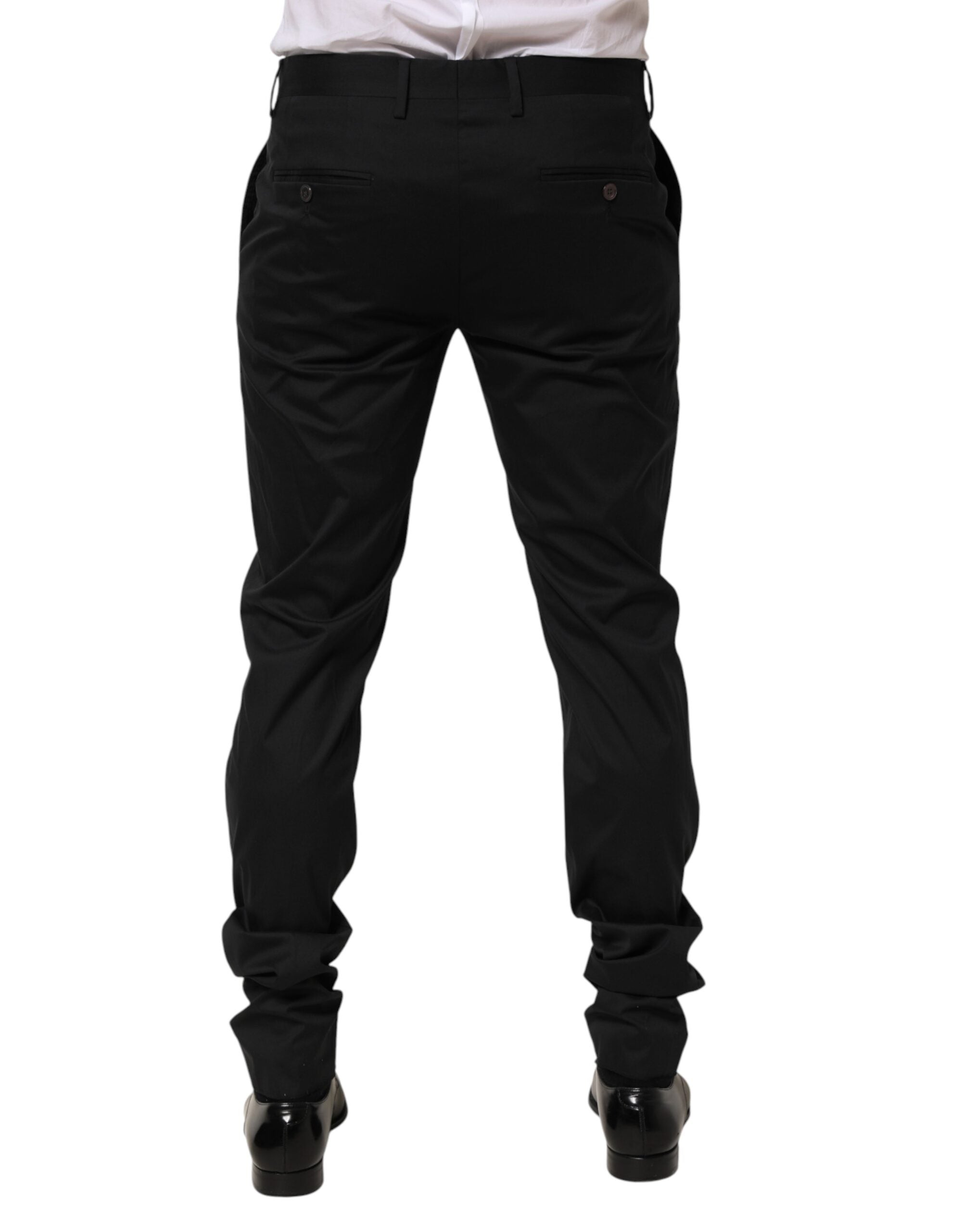 Dolce & Gabbana Black Cotton Formal Dress Men Trouser Pants Dolce & Gabbana