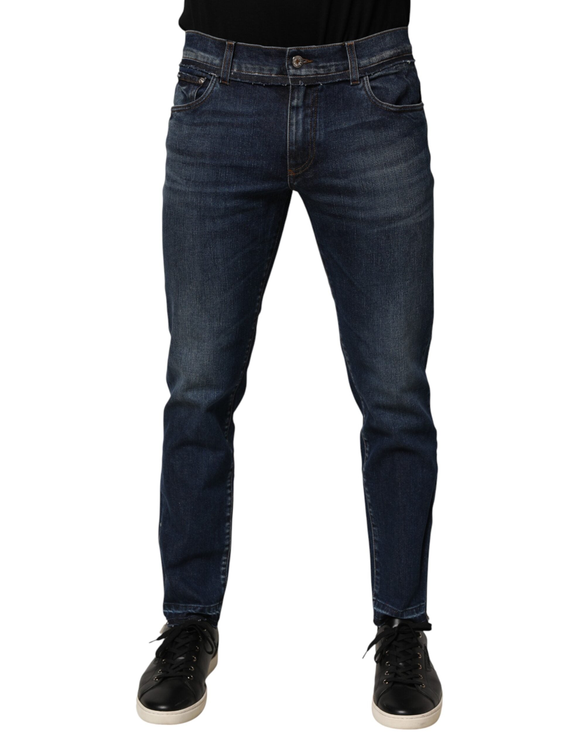 Dolce & Gabbana Blue Cotton Stretch Skinny Men Denim Jeans Dolce & Gabbana