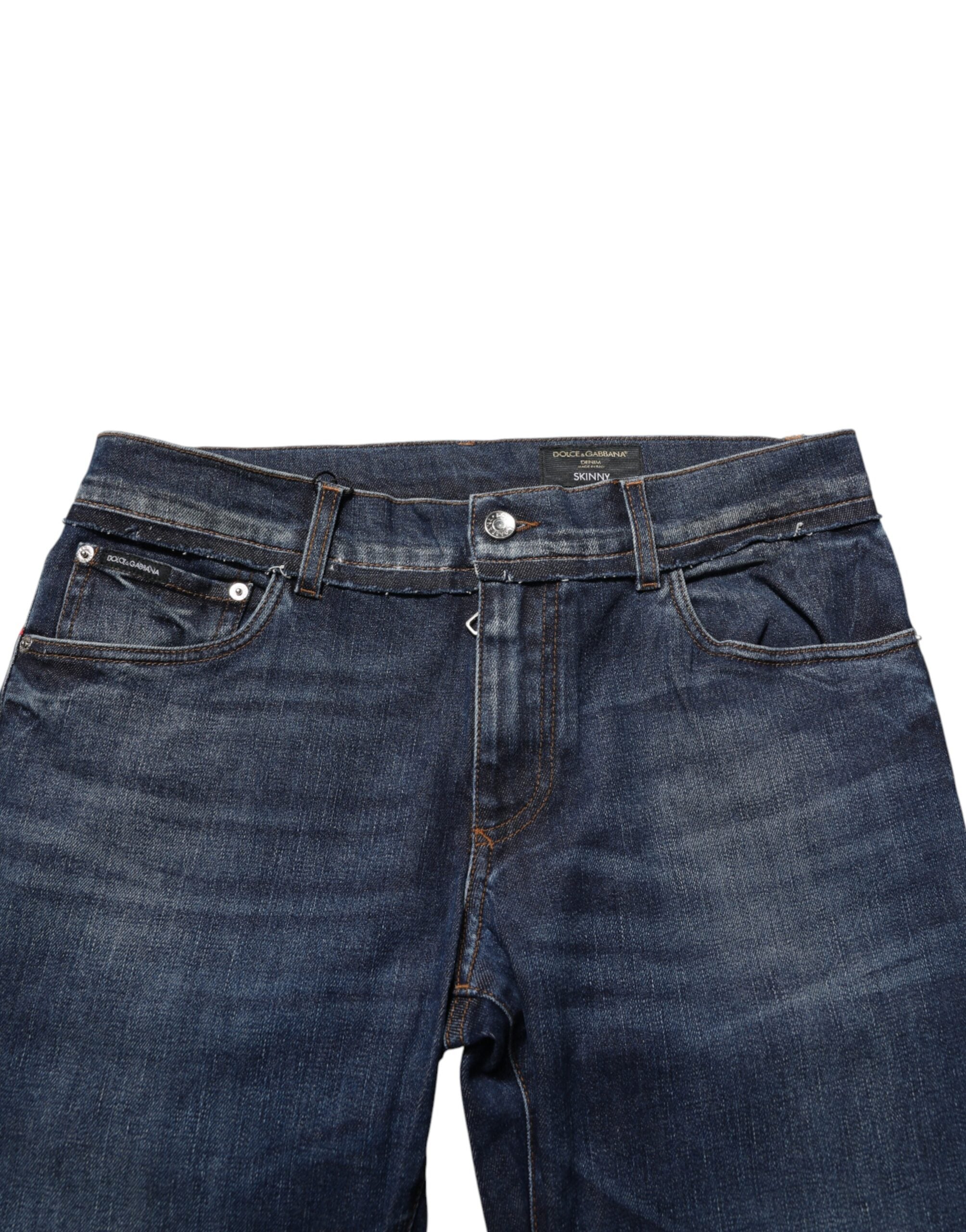 Dolce & Gabbana Blue Cotton Stretch Skinny Men Denim Jeans Dolce & Gabbana