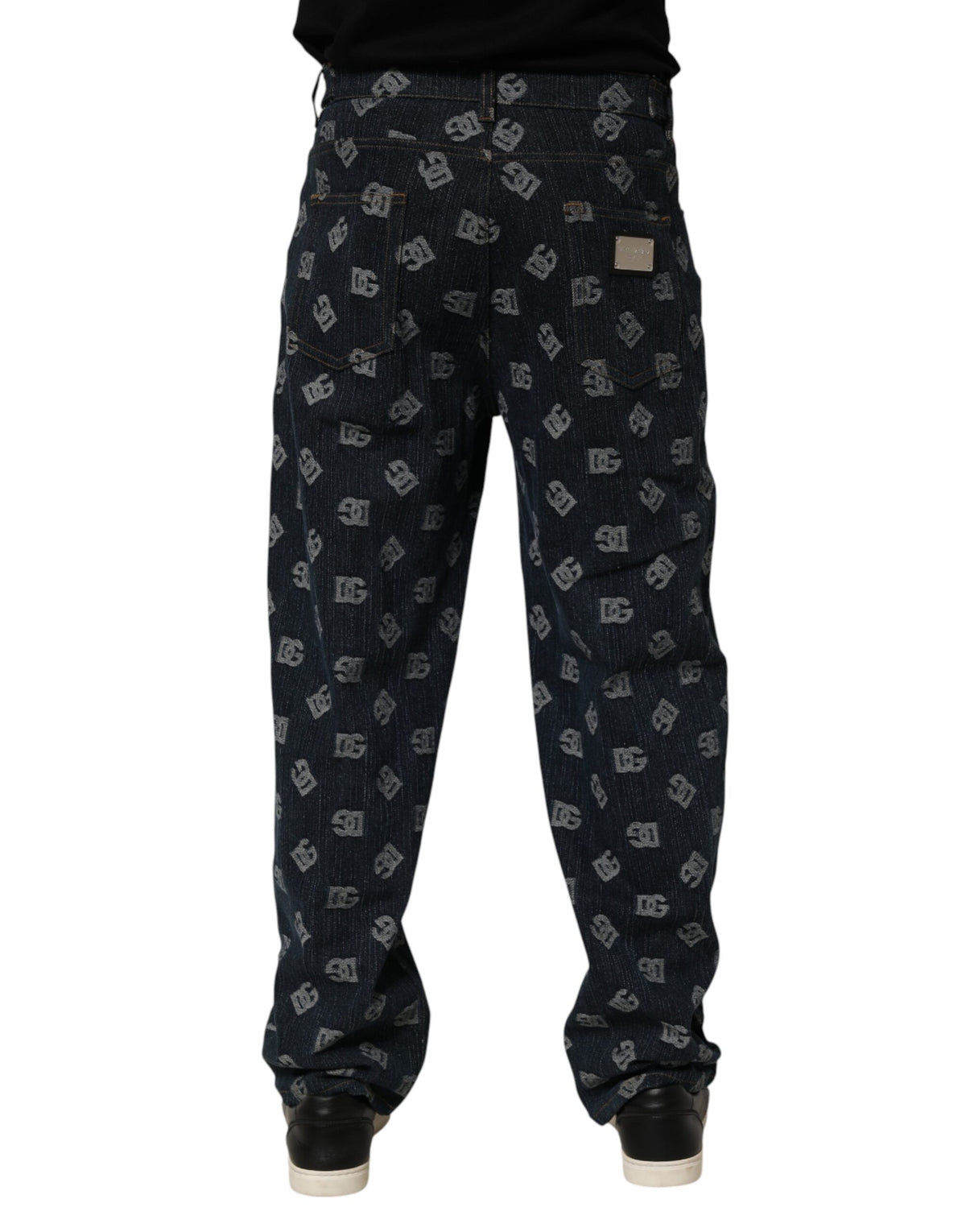 Dolce & Gabbana Blue Logo Print Straight Denim Men Jeans