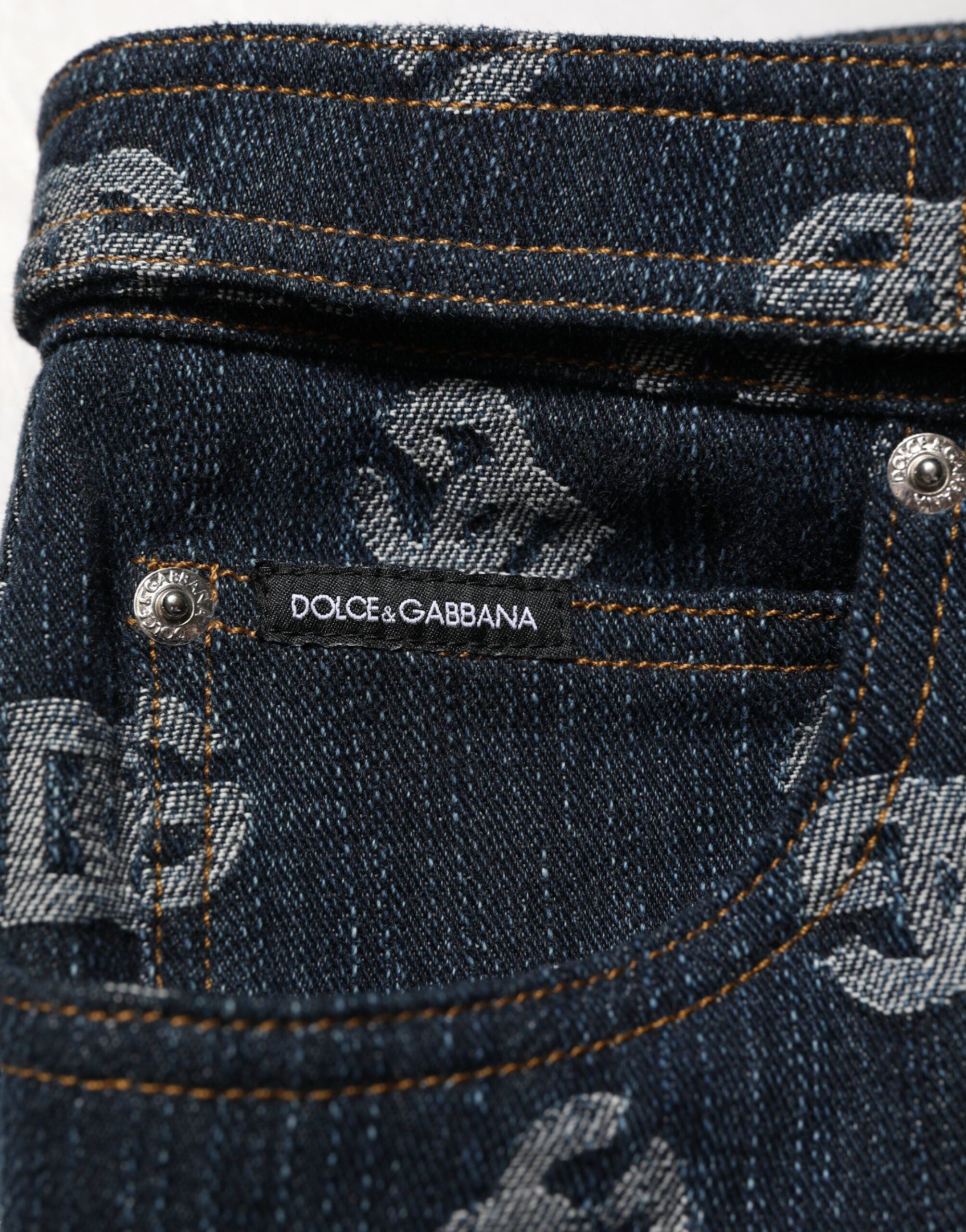 Dolce & Gabbana Blue Logo Print Straight Denim Men Jeans Dolce & Gabbana