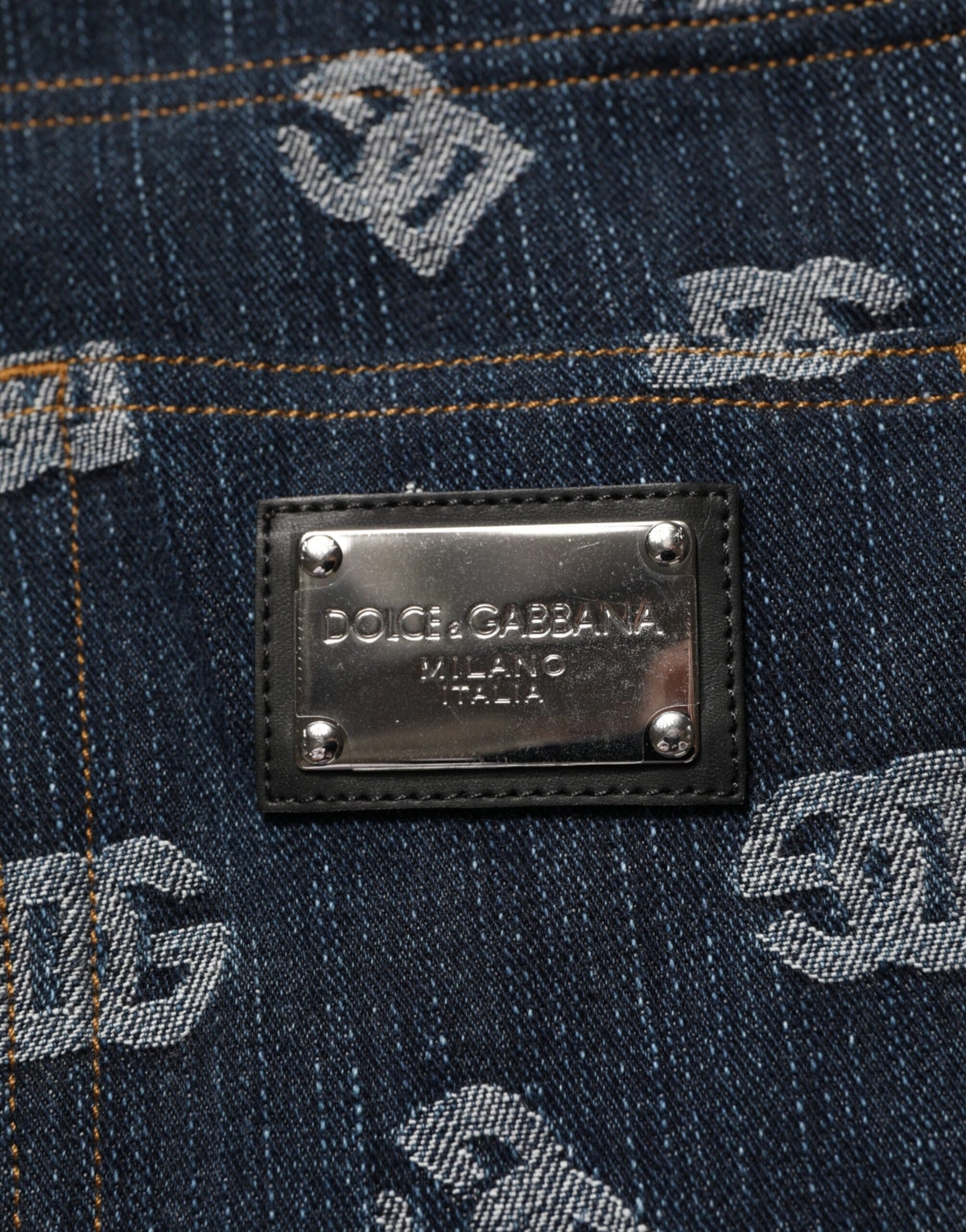 Dolce & Gabbana Blue Logo Print Straight Denim Men Jeans