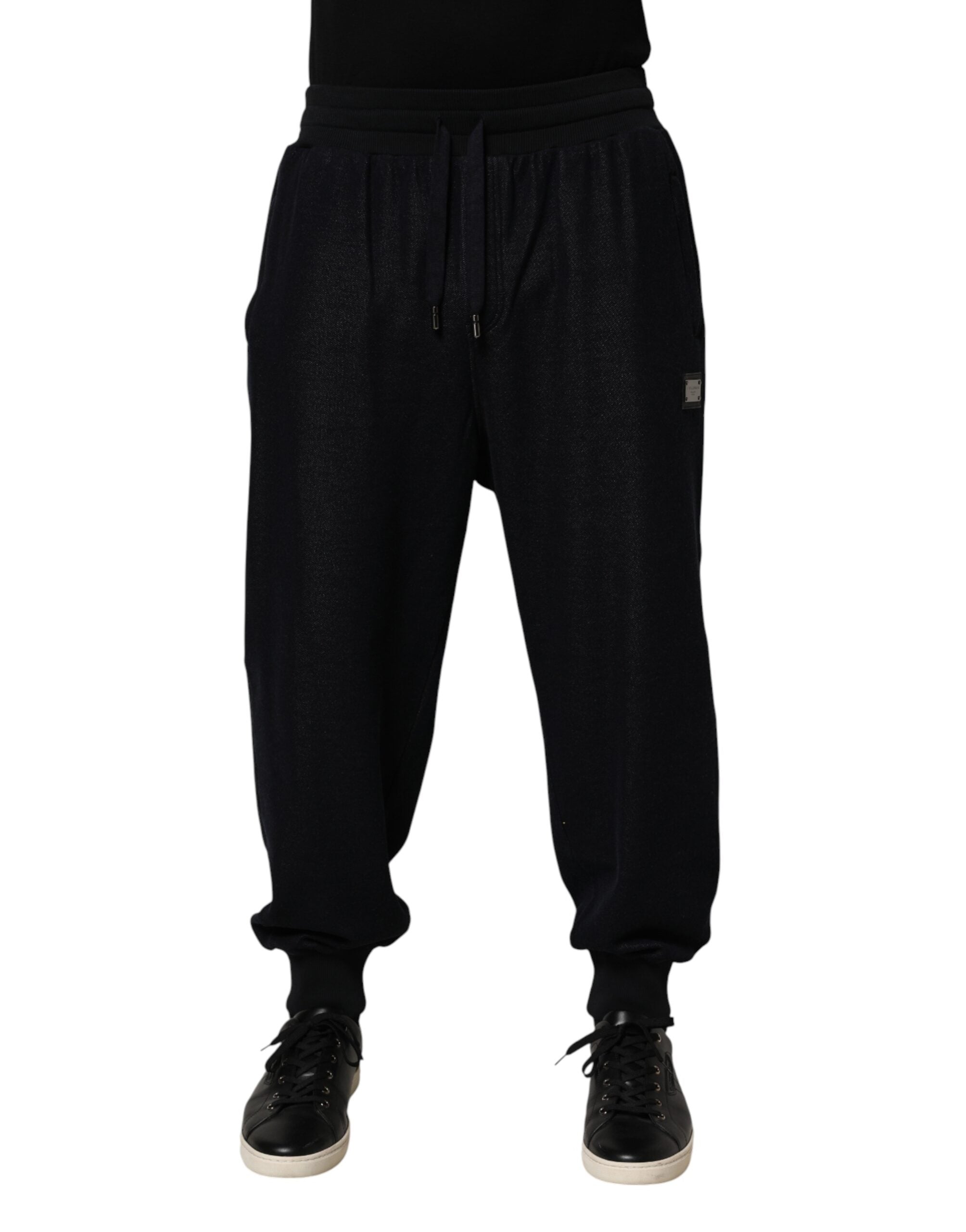 Dolce & Gabbana Black Cotton Blend Drawstring Jogger Jogger Pants Dolce & Gabbana